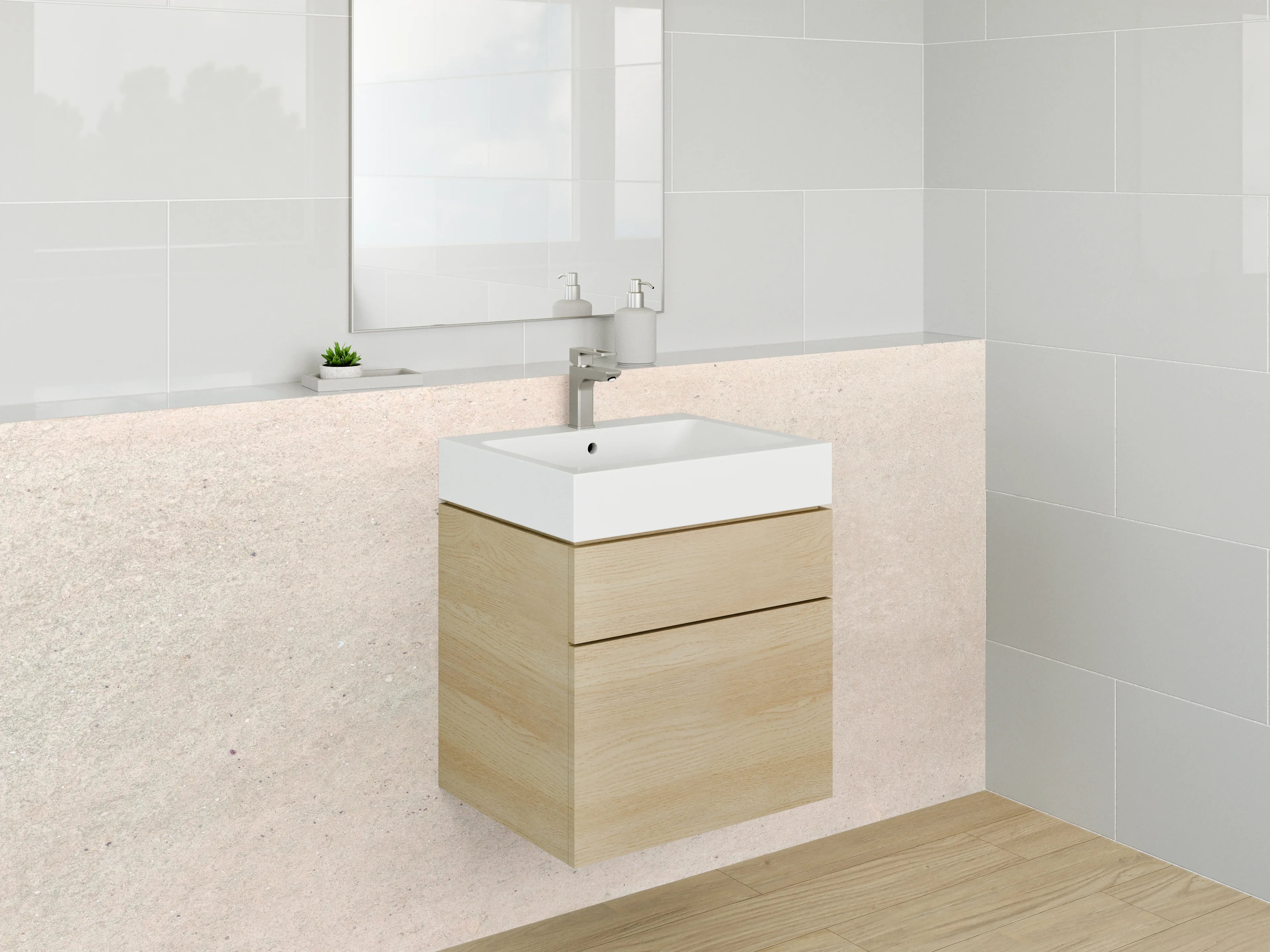 Waschbecken-Rückwand - Beige Steinoptik für edle Rückwände