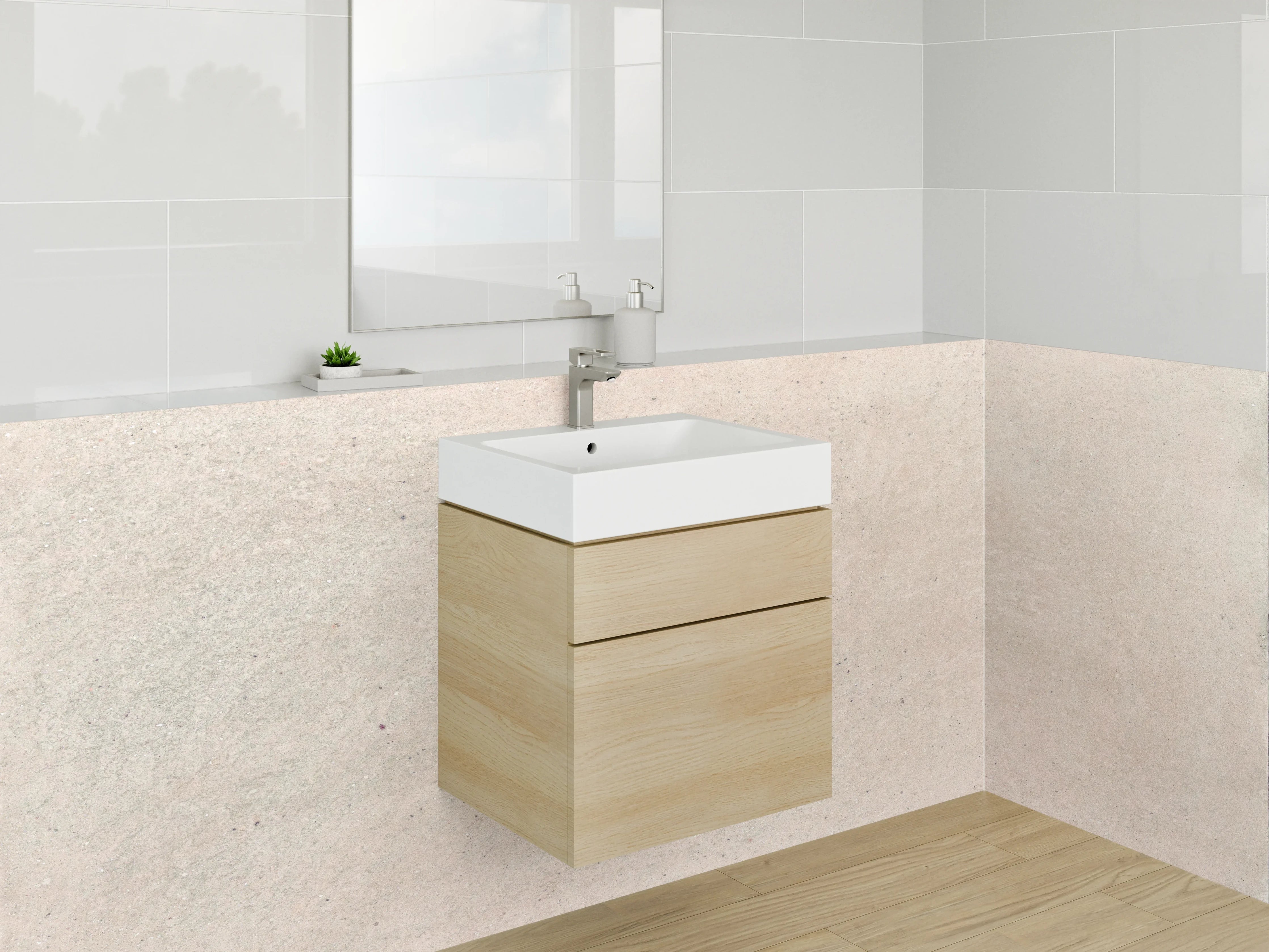 Waschbecken-Rückwand - Beige Steinoptik für edle Rückwände