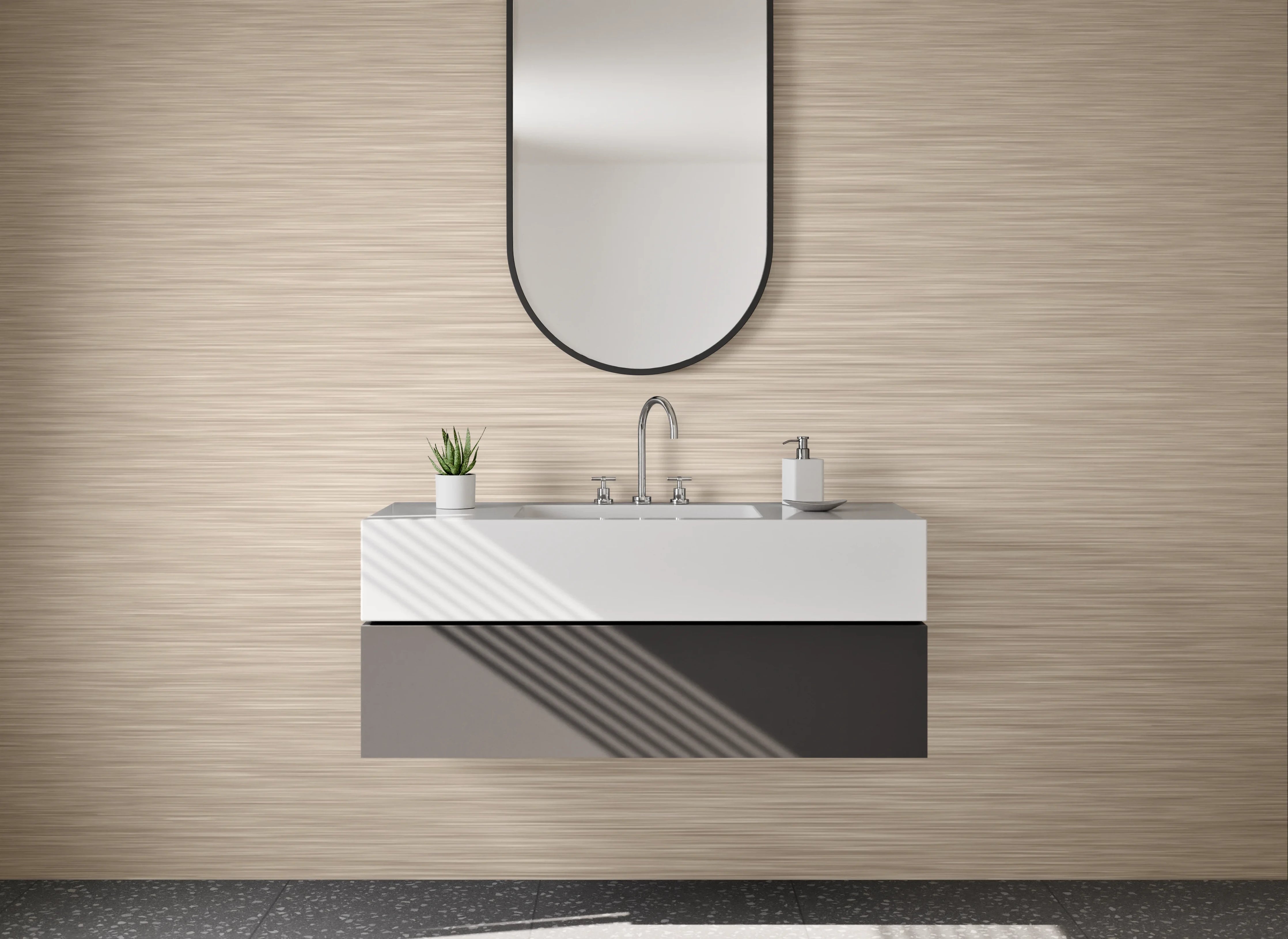 Waschbecken-Rückwand - Beige Struktur-Optik für Rückwände