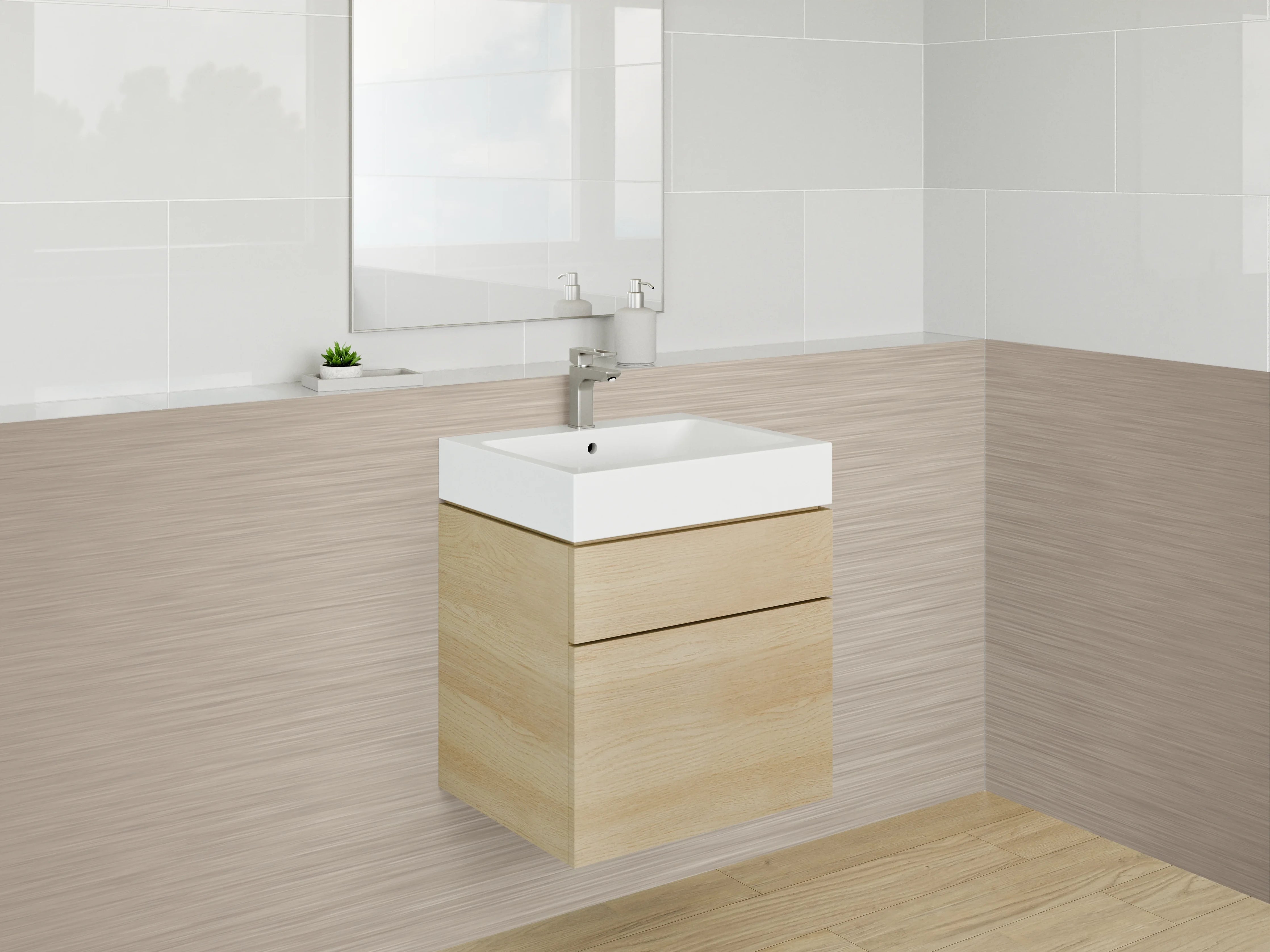 Waschbecken-Rückwand - Beige Struktur-Optik für Rückwände