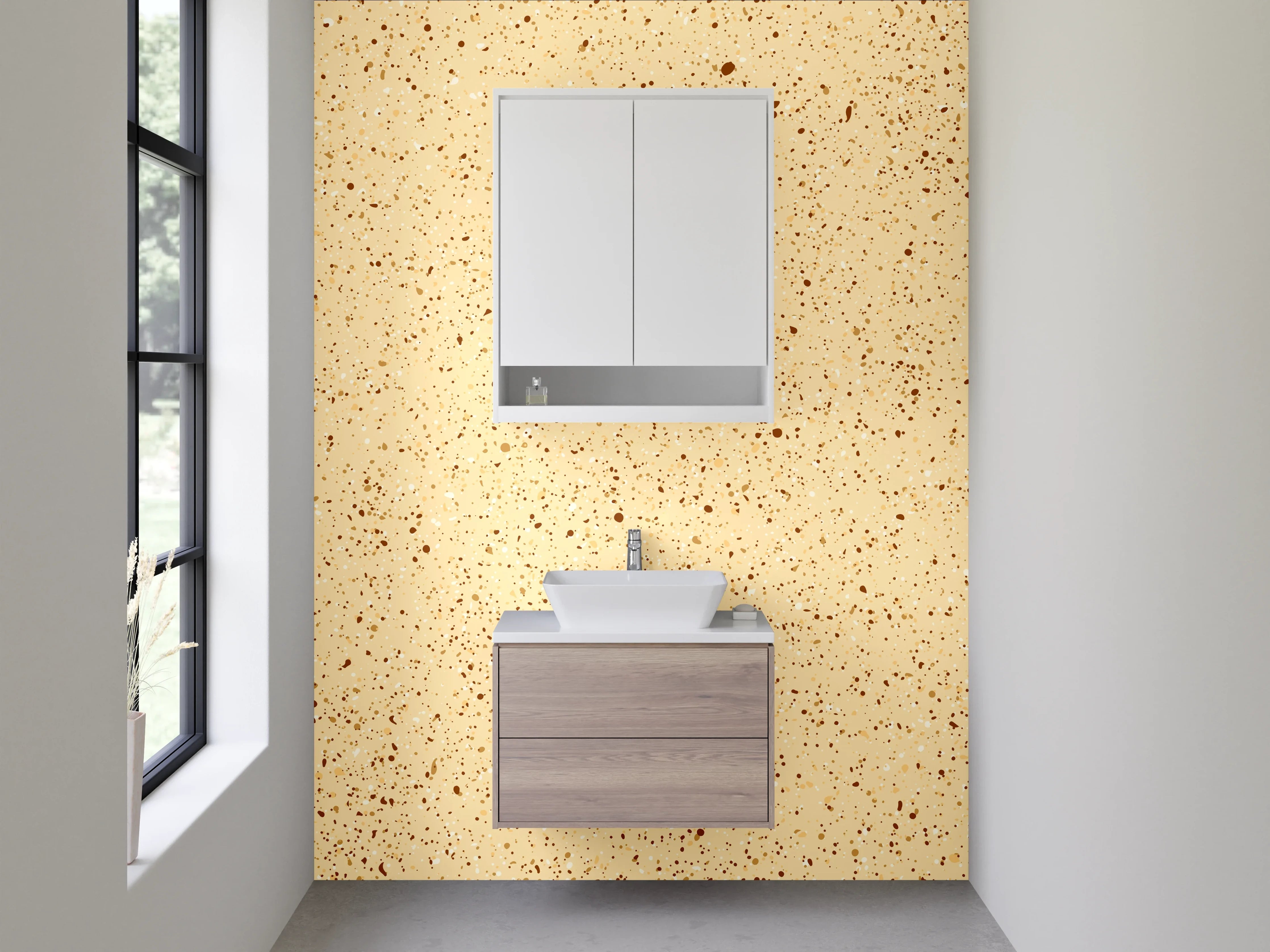Waschbecken-Rückwand - Beige Terrazzo Muster Mosaik