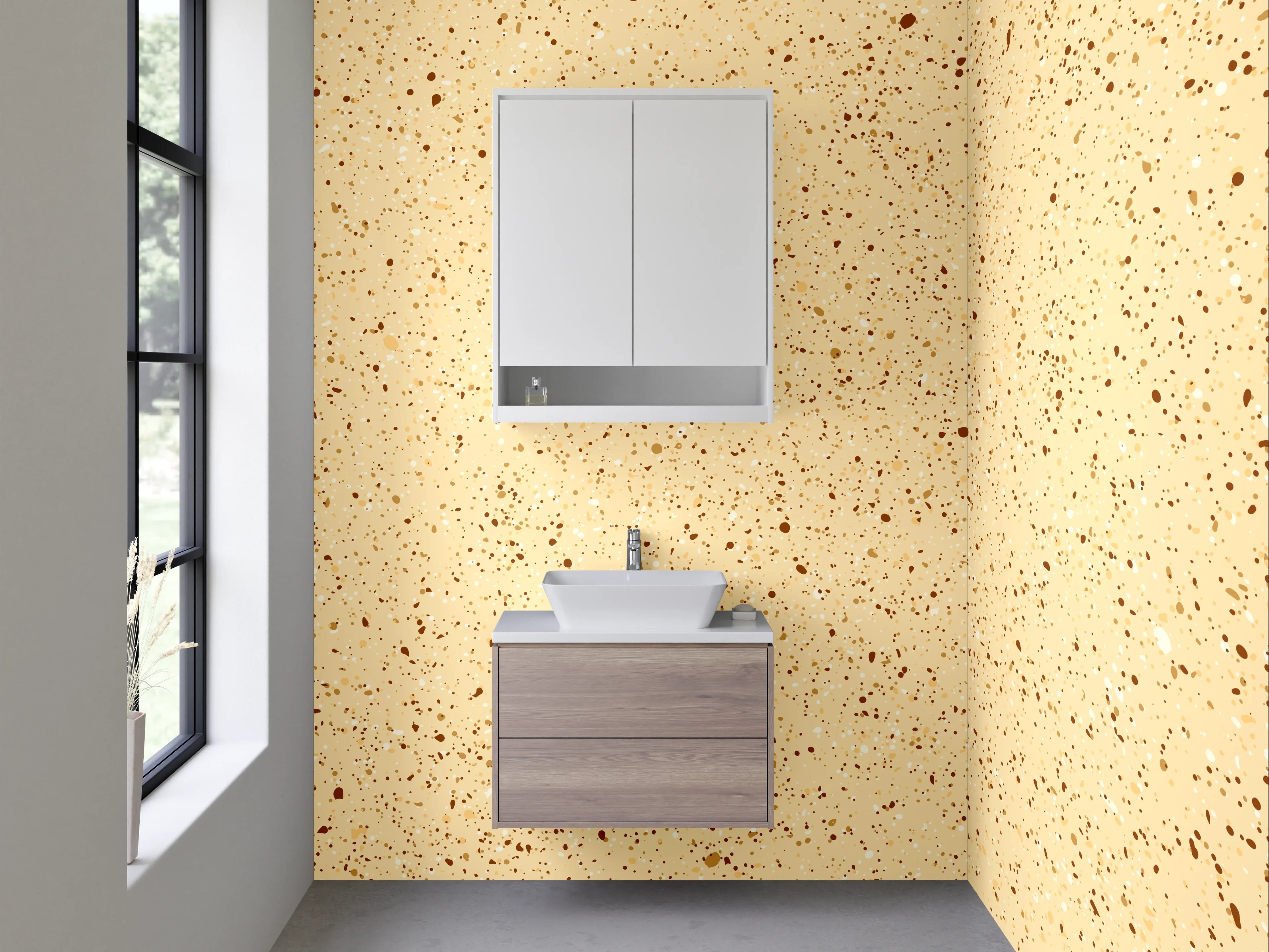 Waschbecken-Rückwand - Beige Terrazzo Muster Mosaik