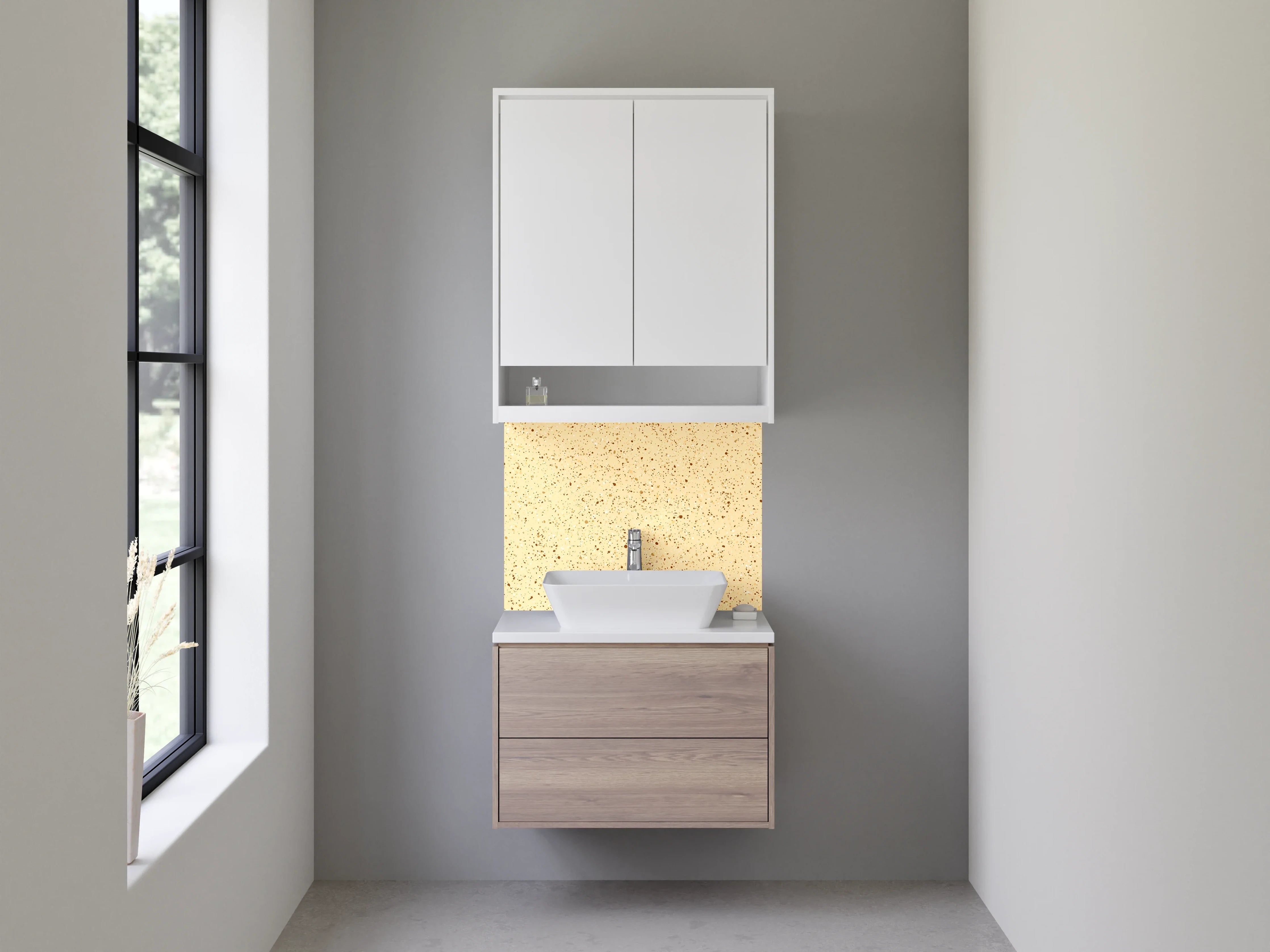 Waschbecken-Rückwand - Beige Terrazzo Muster Mosaik