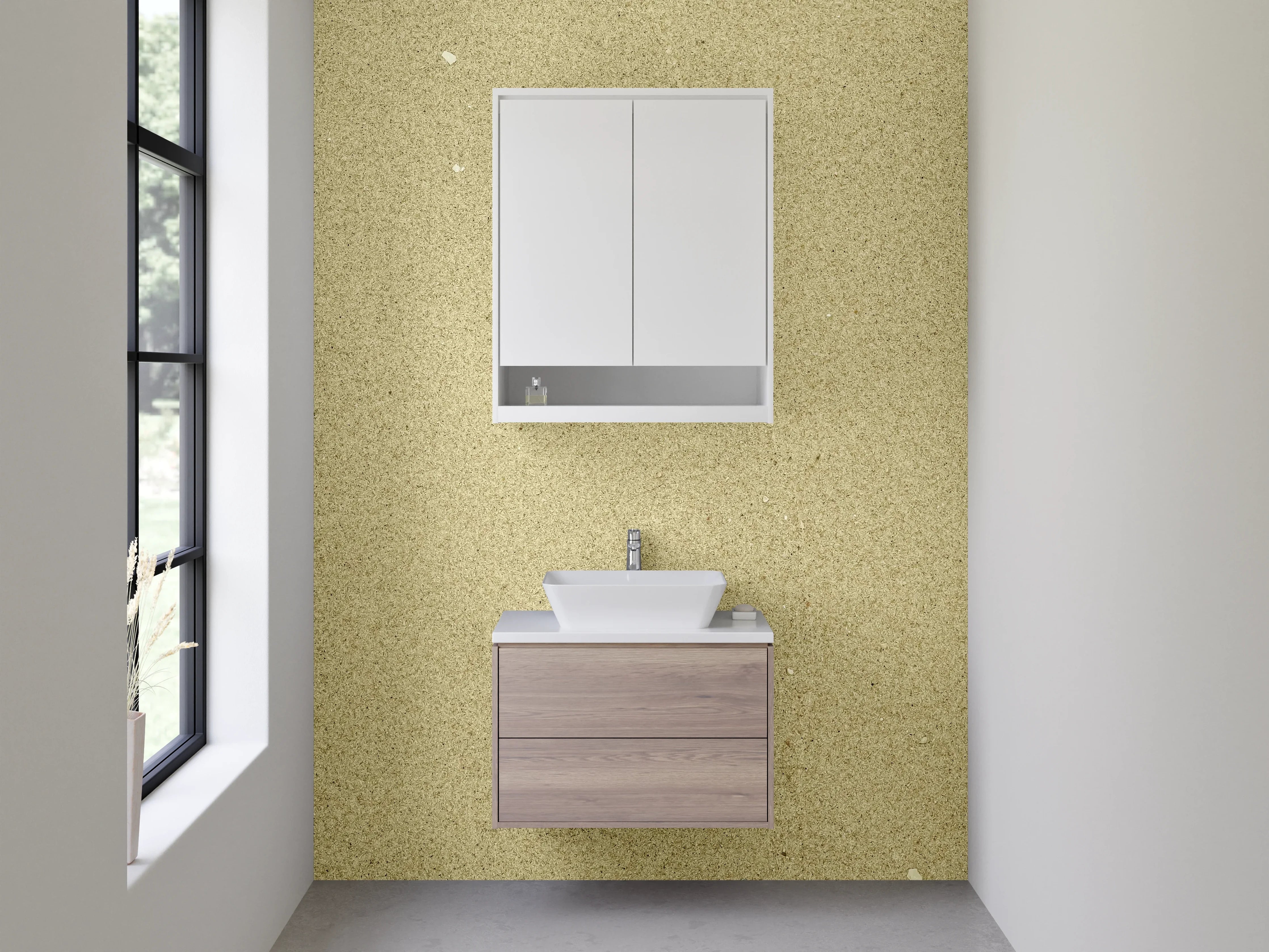 Waschbecken-Rückwand - Beige Textur mit subtilen Farbnuancen