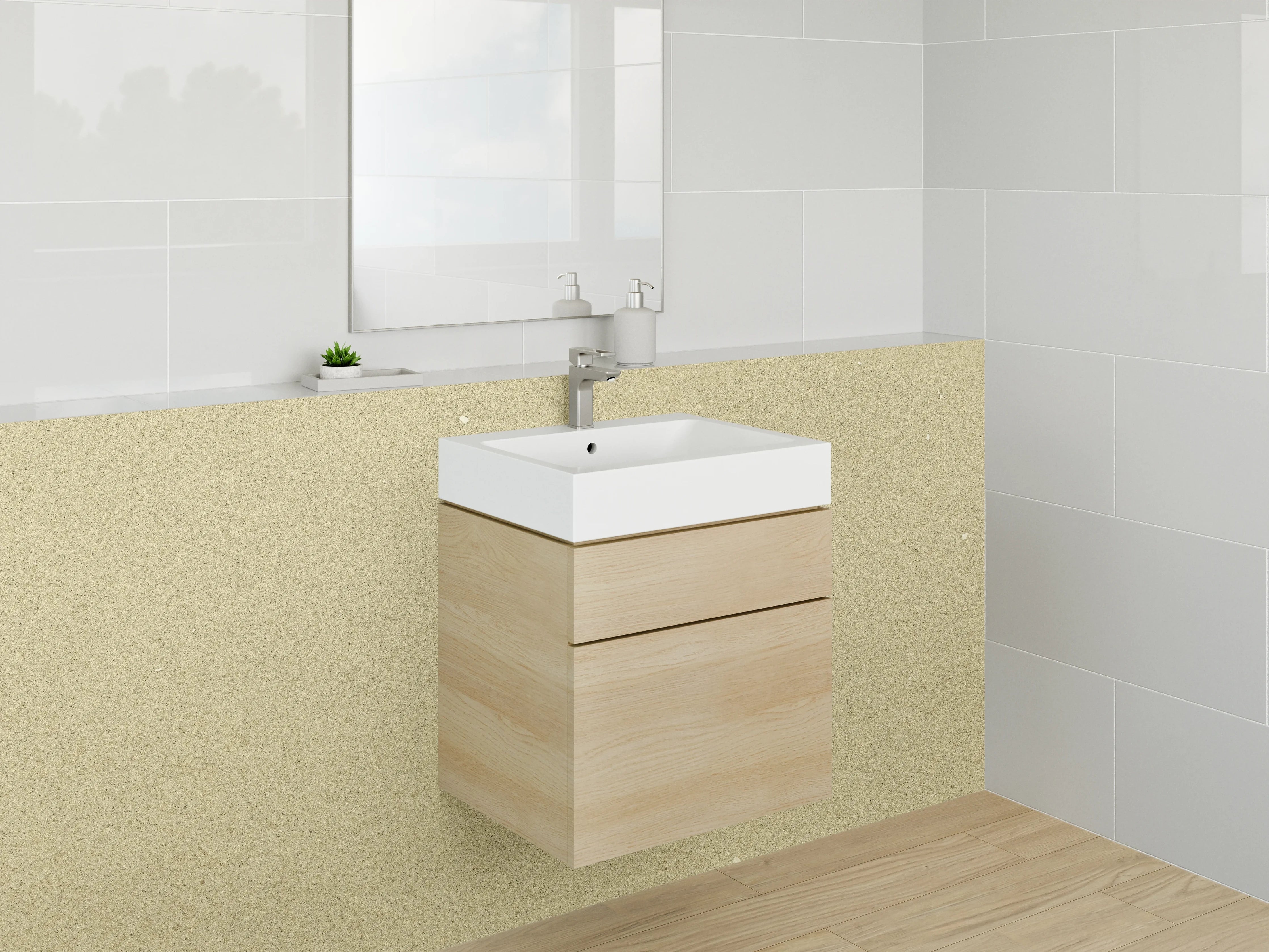 Waschbecken-Rückwand - Beige Textur mit subtilen Farbnuancen