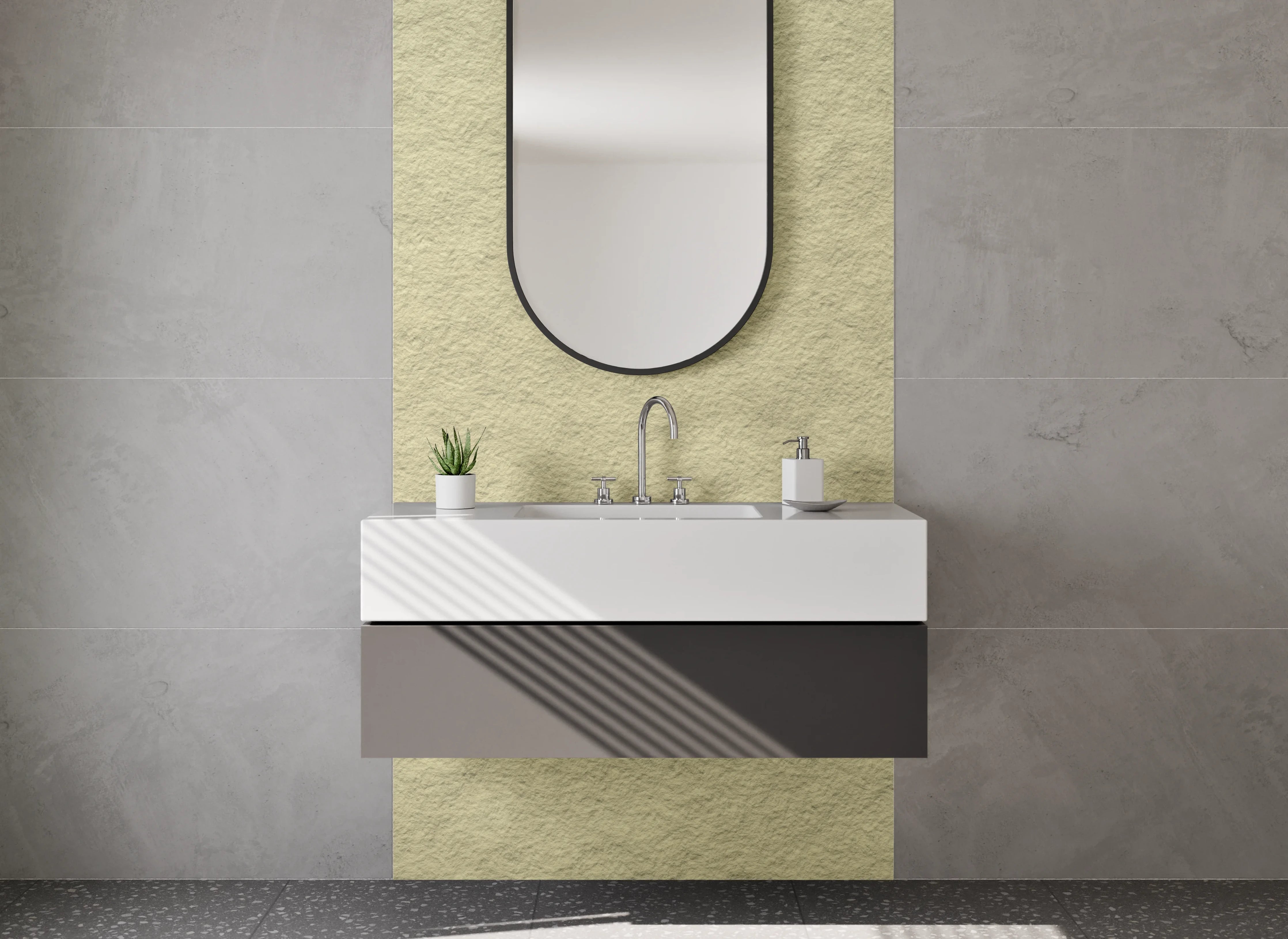 Waschbecken-Rückwand - Beigen Wasserfärbungseffekt