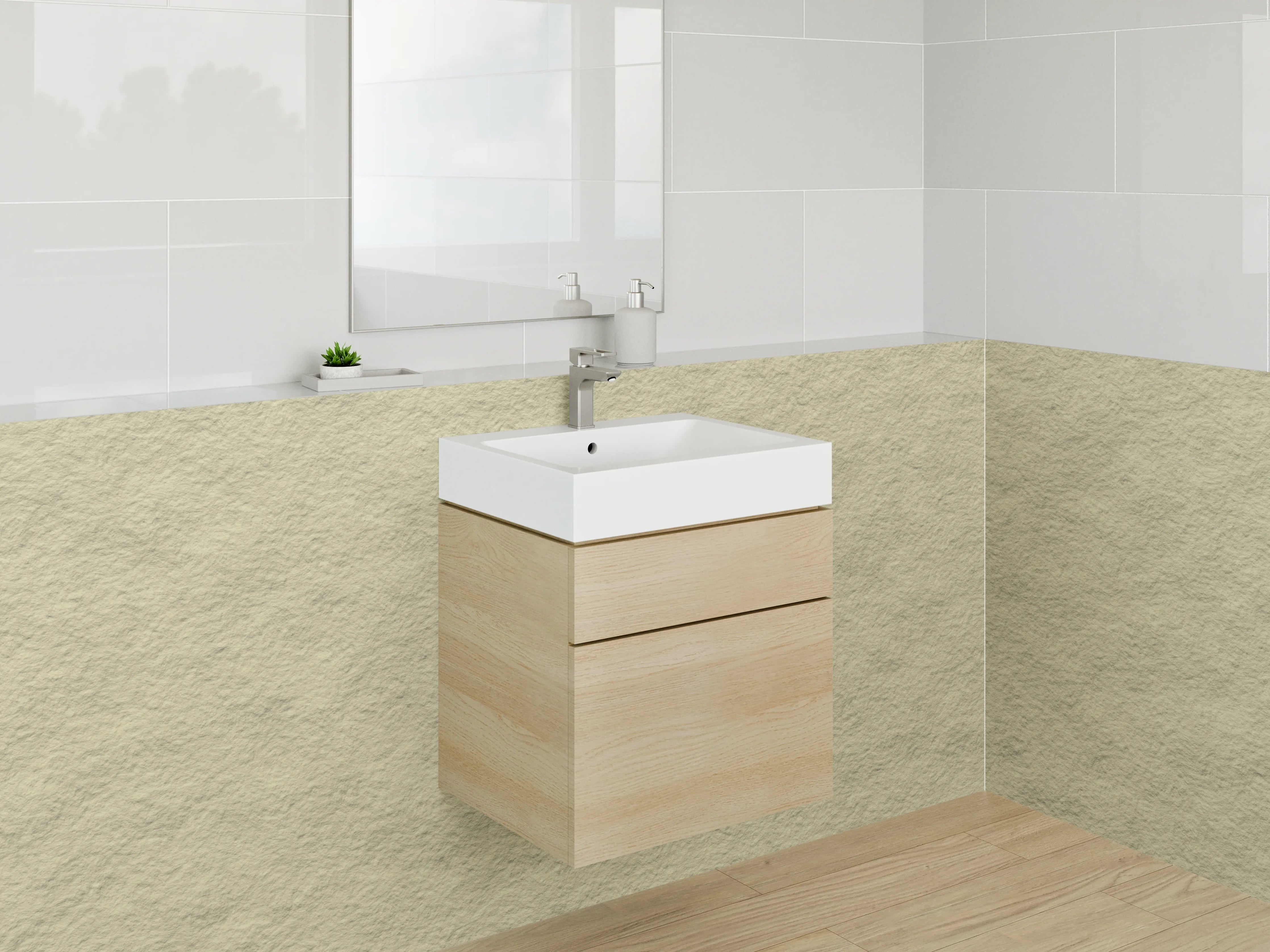 Waschbecken-Rückwand - Beigen Wasserfärbungseffekt