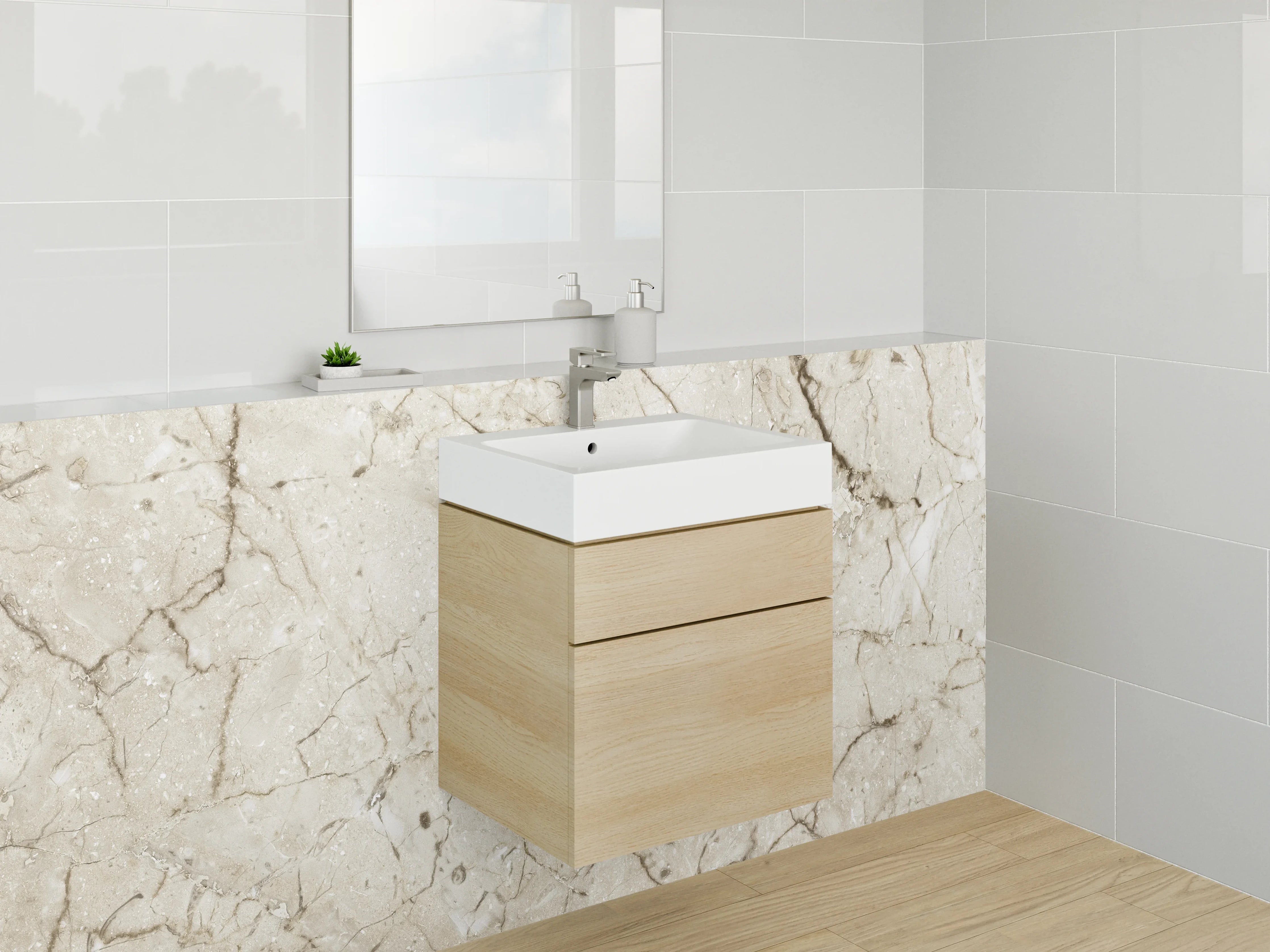 Waschbecken-Rückwand - Beiger Marmor-Textur mit natürlichem Maserungseffekt