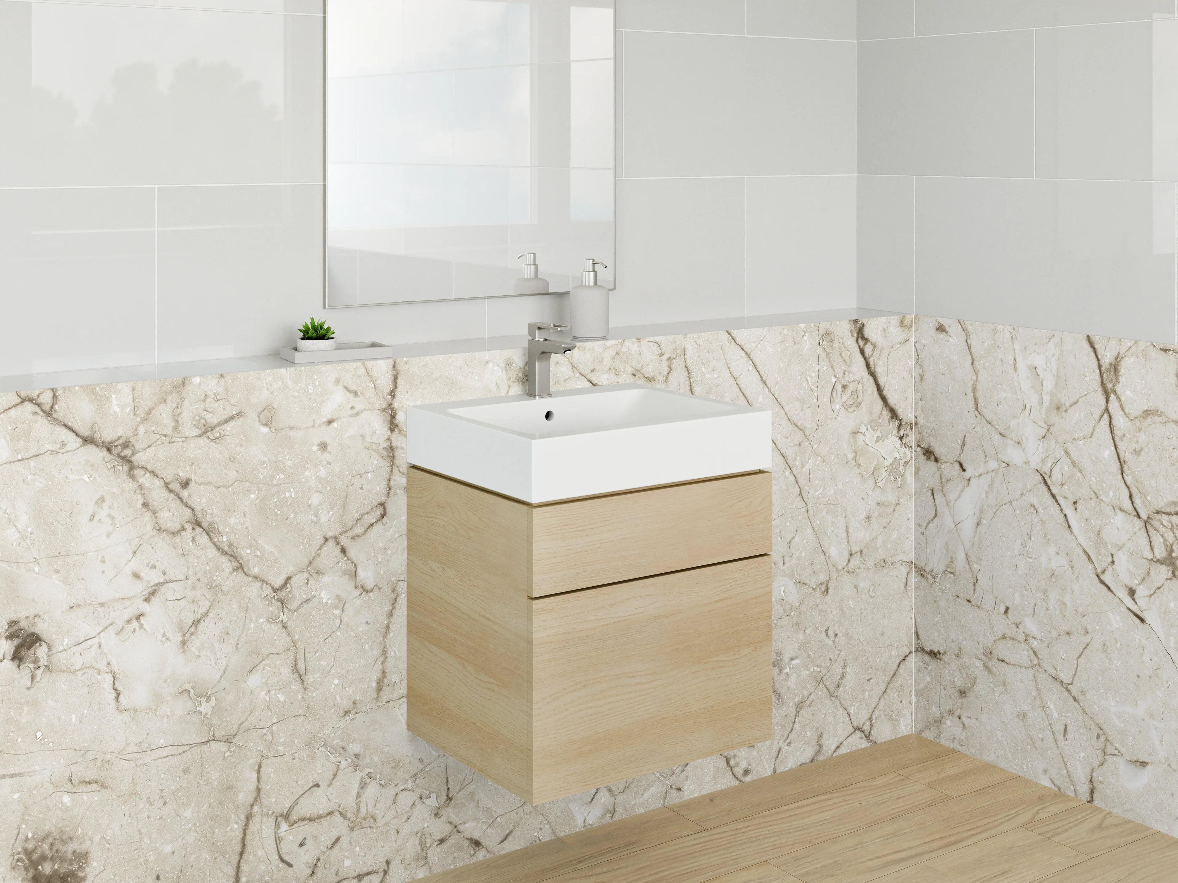 Waschbecken-Rückwand - Beiger Marmor-Textur mit natürlichem Maserungseffekt