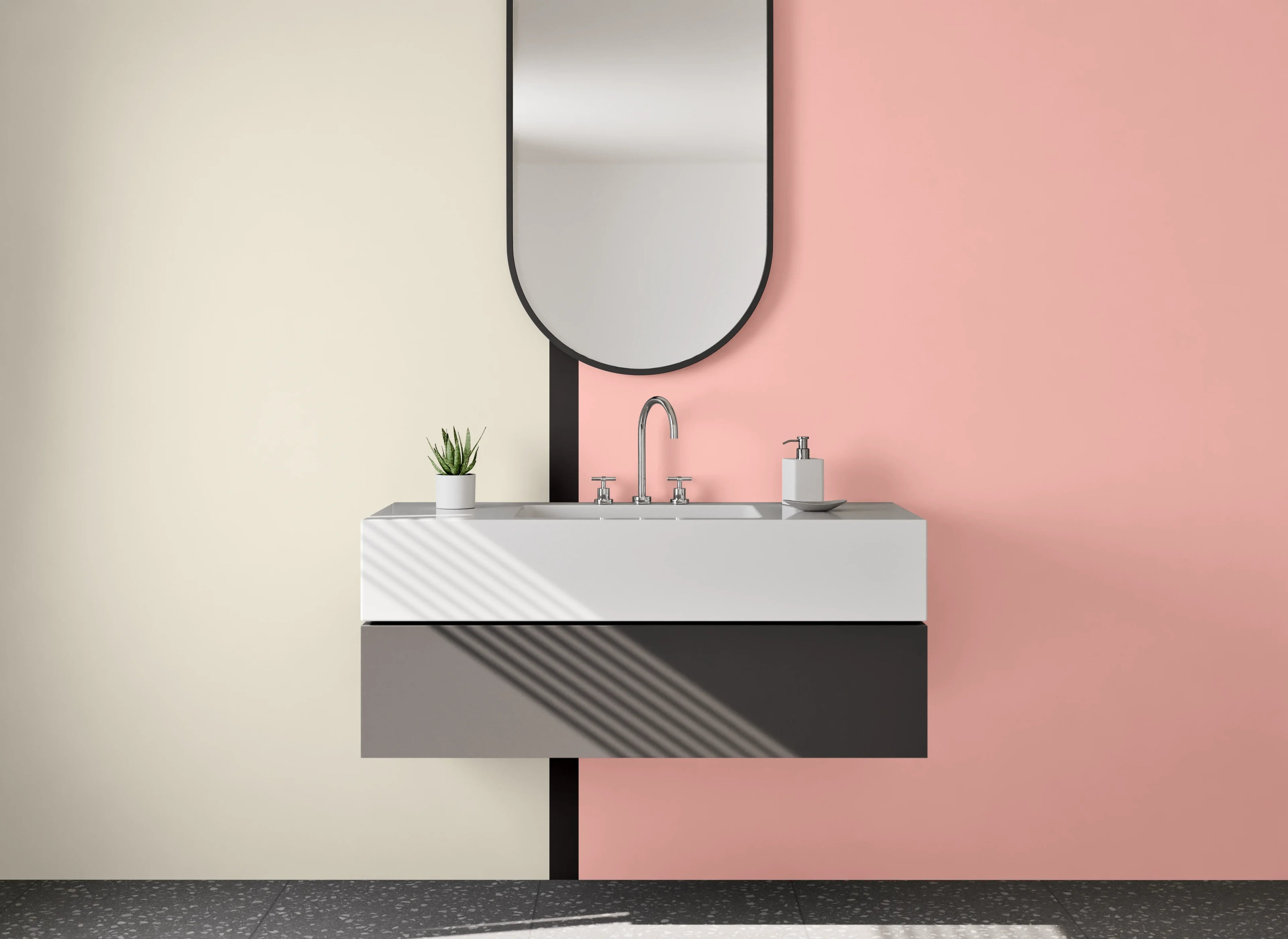 Waschbecken-Rückwand - Beiger und rosafarbener Farbverlauf