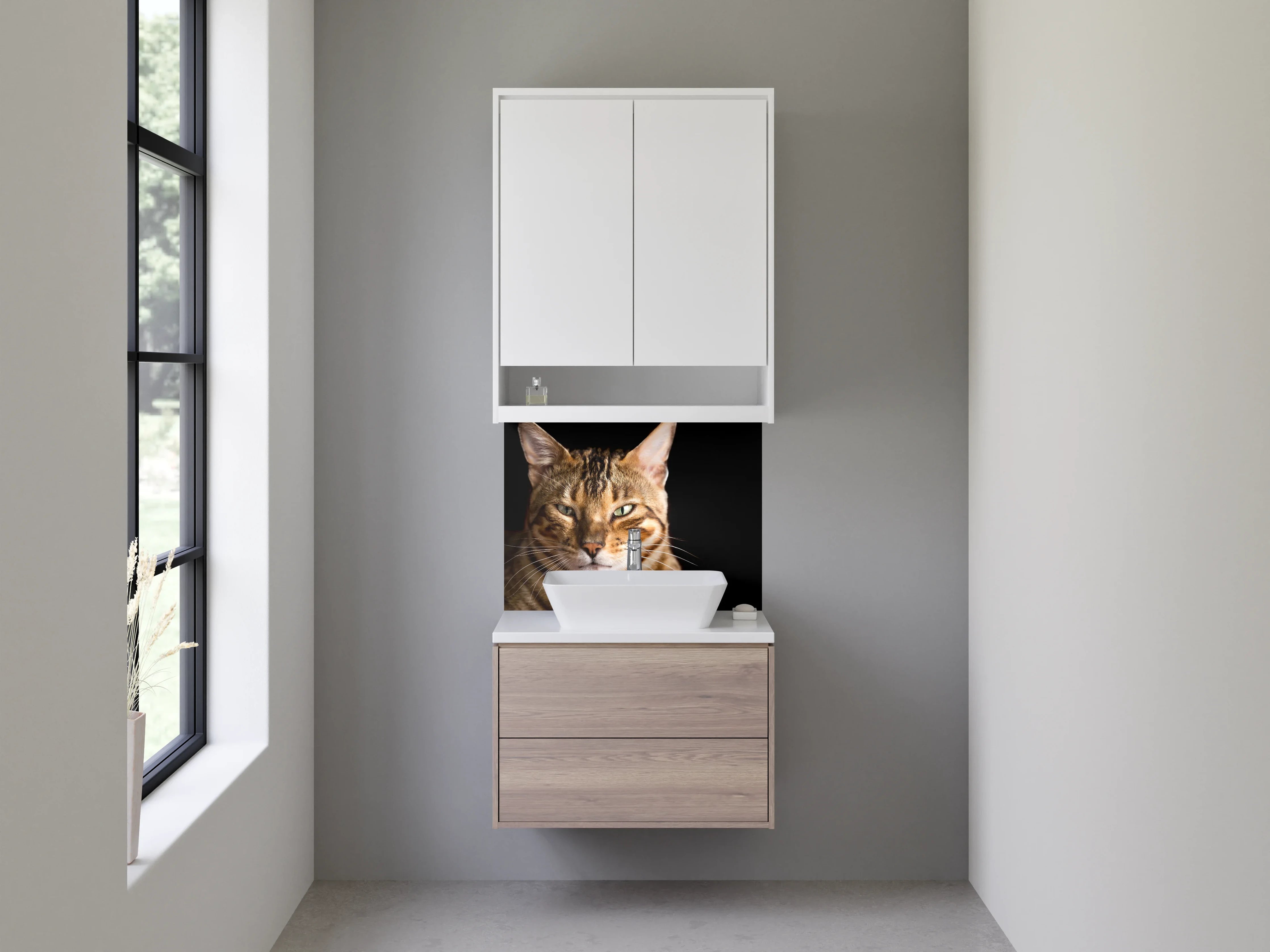 Waschbecken-Rückwand - Bengal Katze Porträt Fotokunst