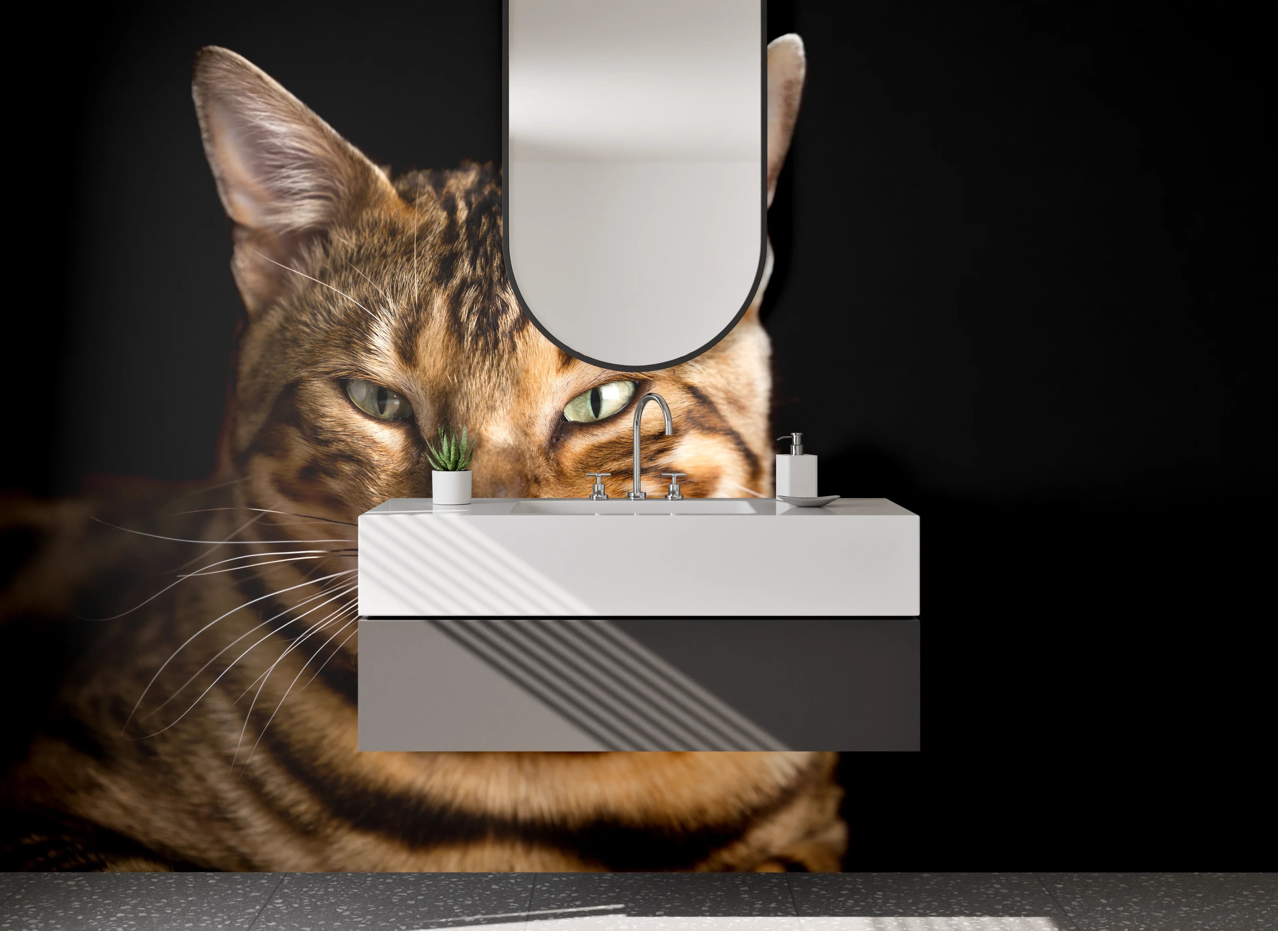 Waschbecken-Rückwand - Bengal Katze Porträt Fotokunst