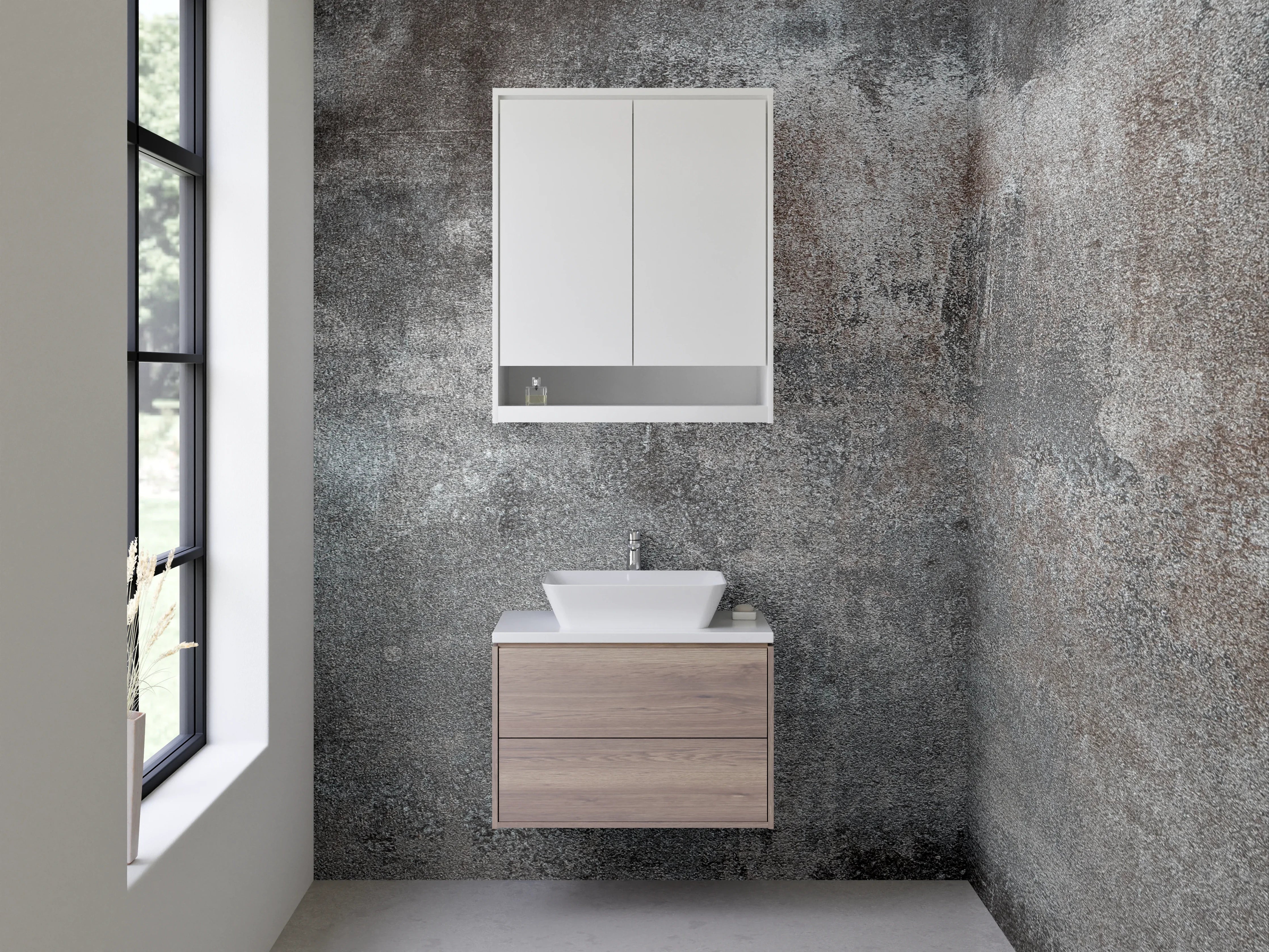 Waschbecken-Rückwand - Betonoptik Grau Braun Wanddekor