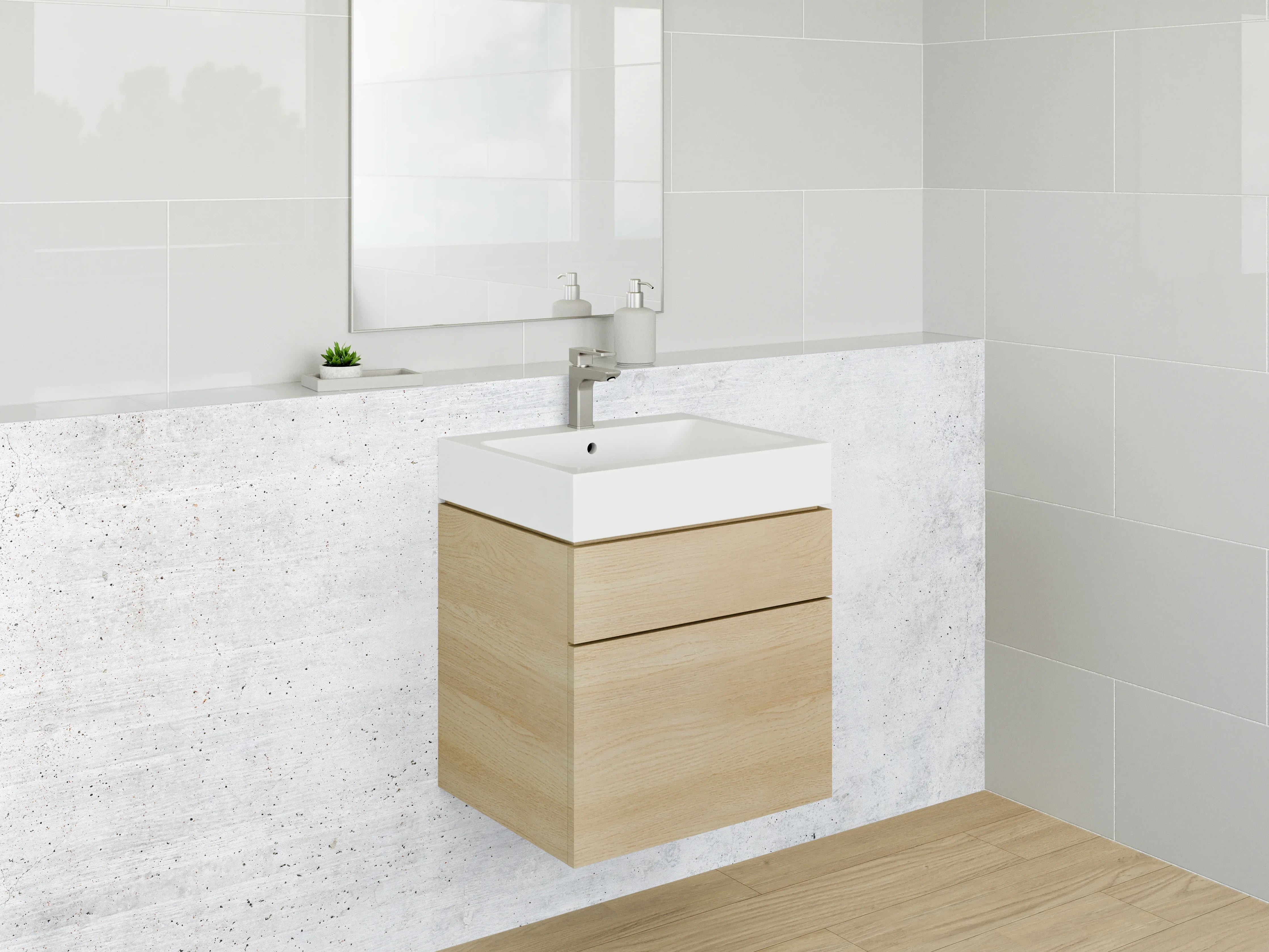 Waschbecken-Rückwand - Betonoptik Weiß-Grau modern