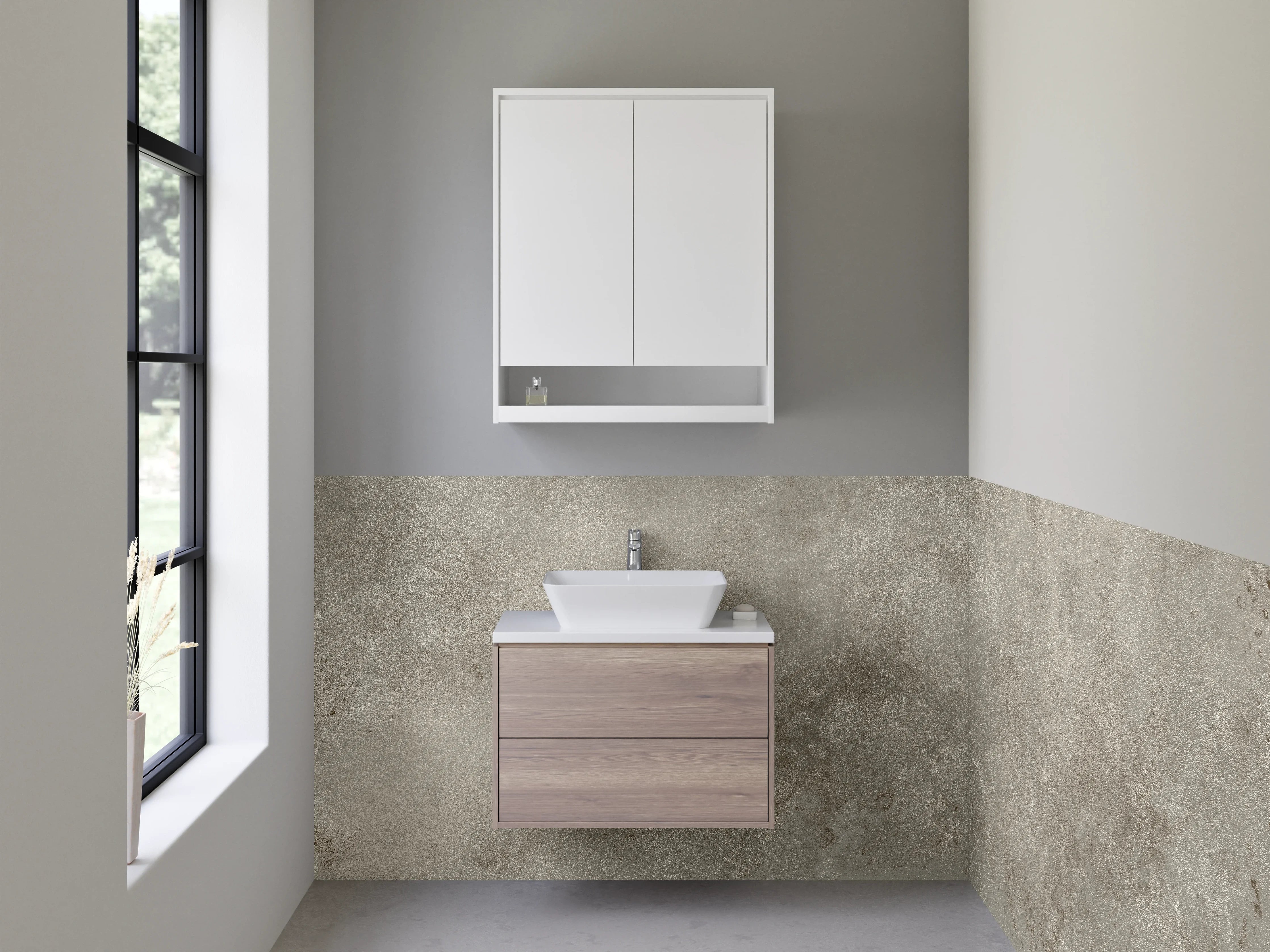 Waschbecken-Rückwand - Betonoptik für moderne Rückwände