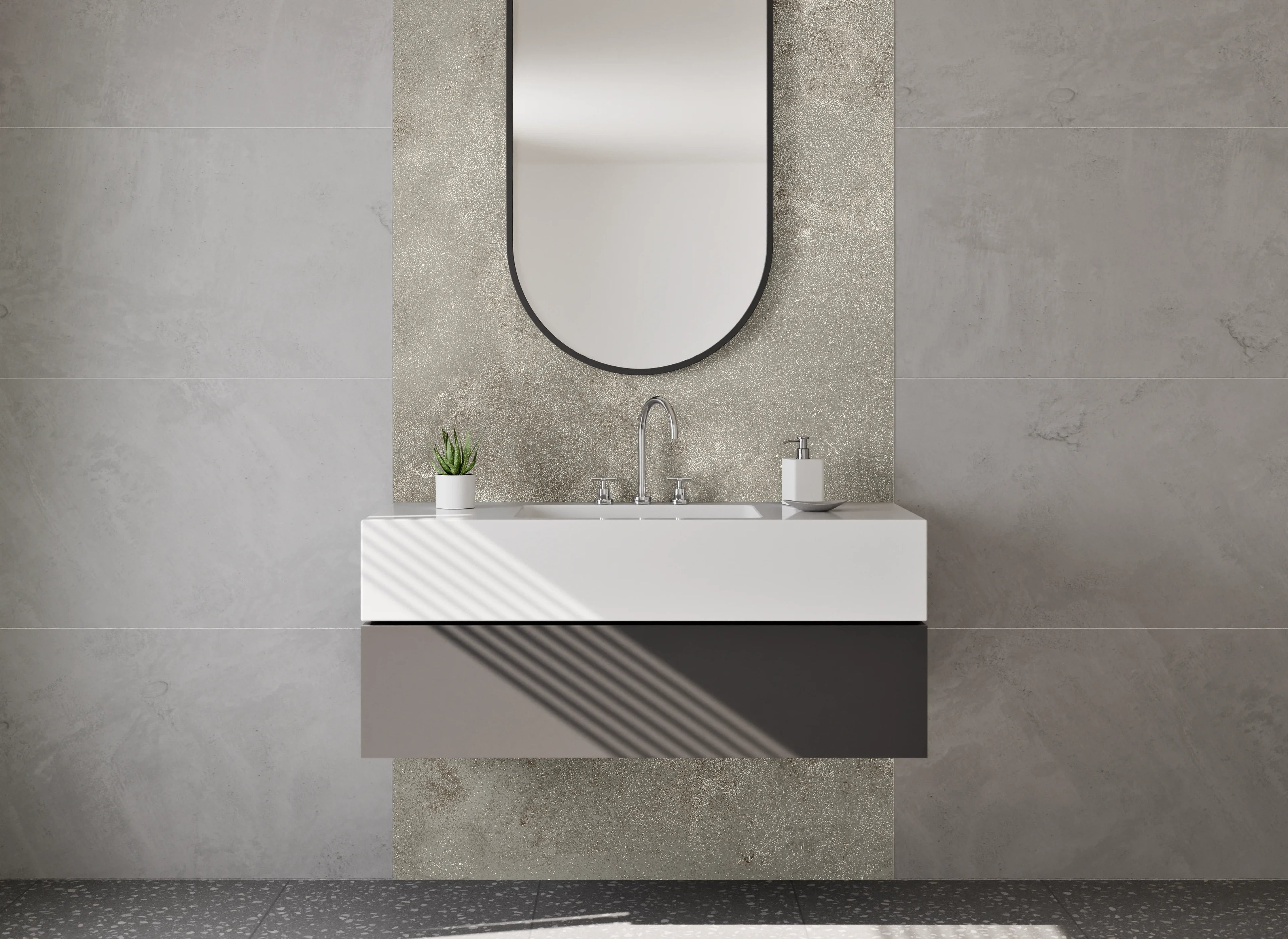 Waschbecken-Rückwand - Betonoptik für moderne Rückwände