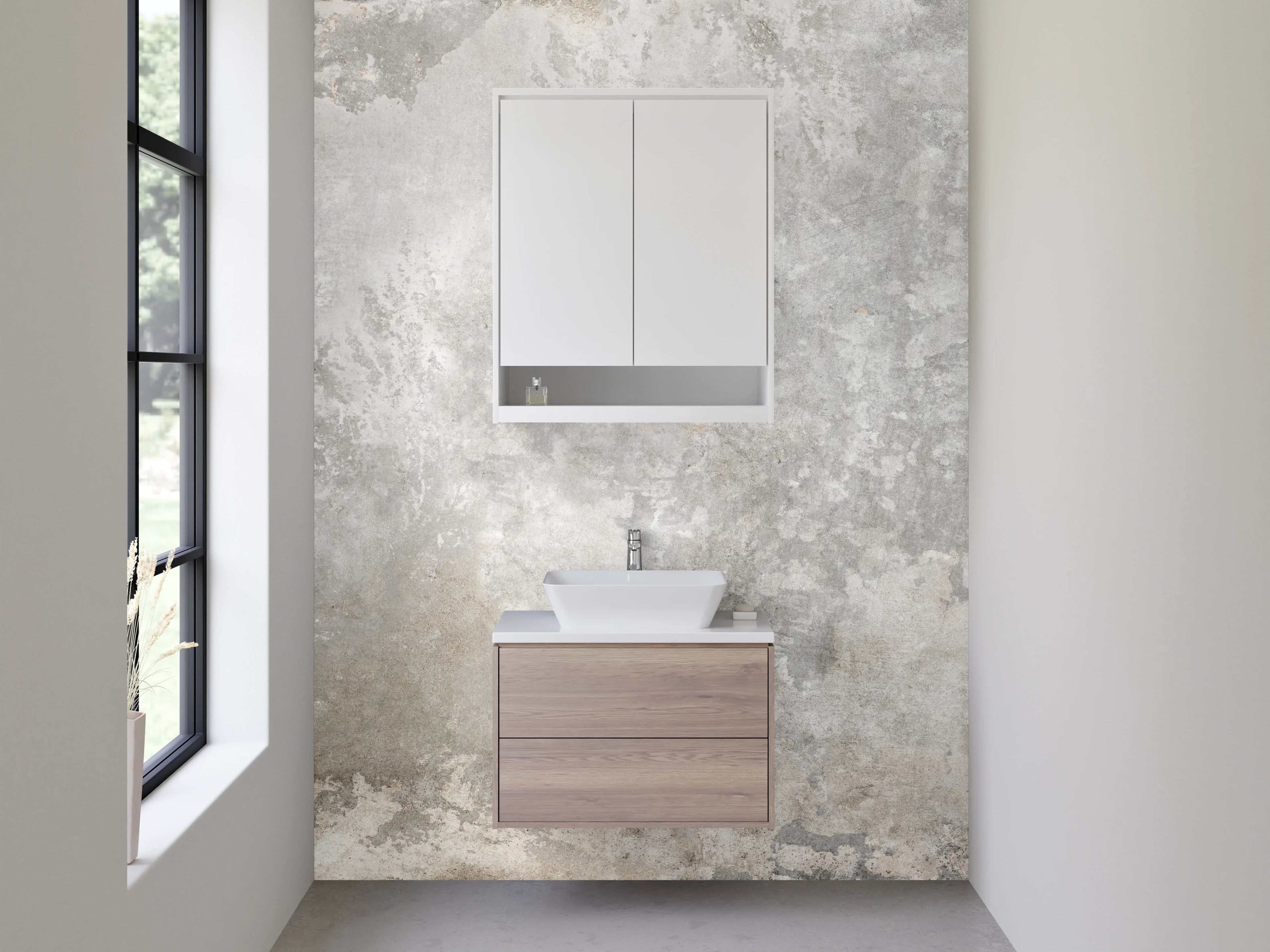 Waschbecken-Rückwand - Betonoptik grau-weiß Wandpaneel