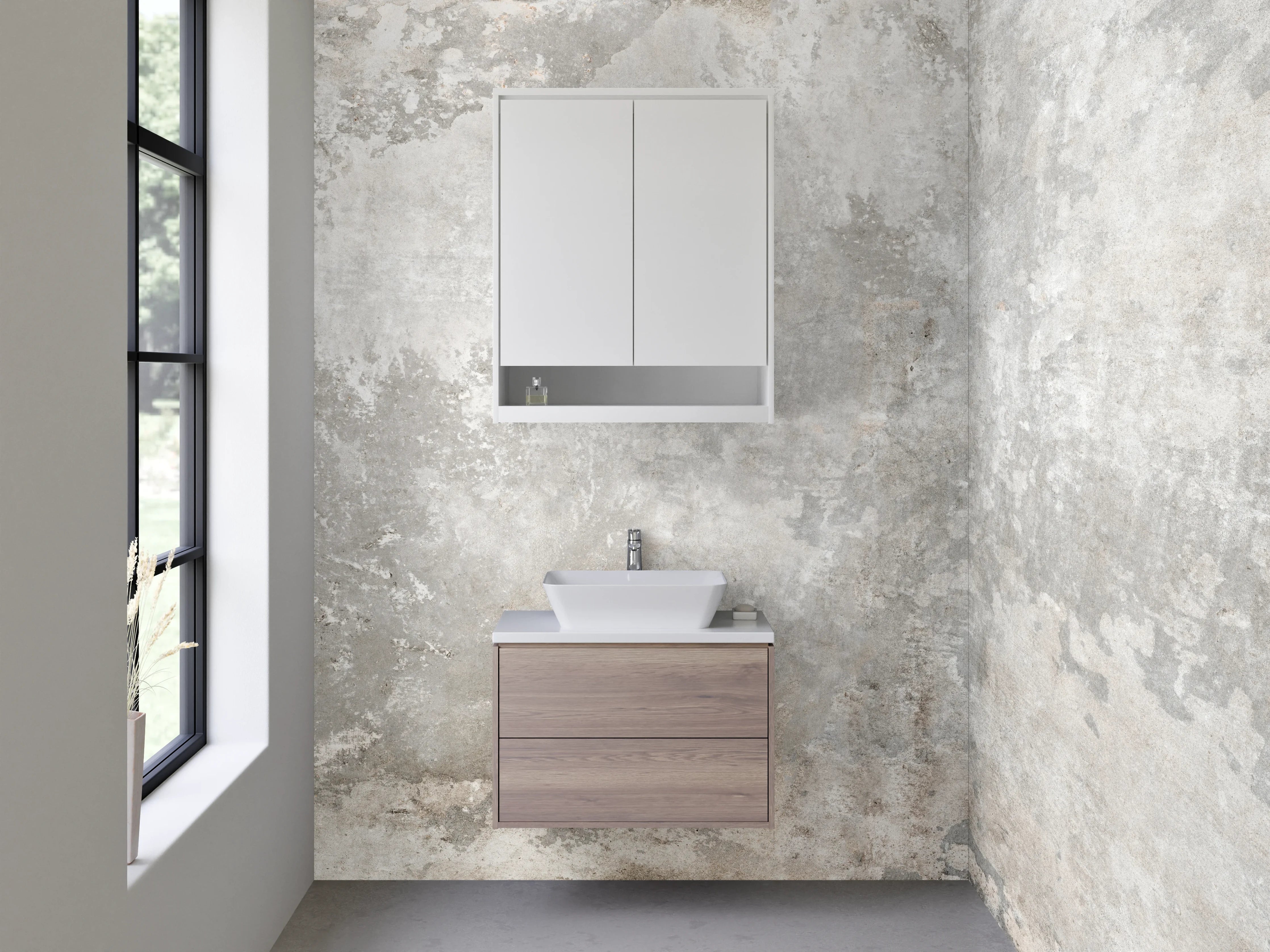 Waschbecken-Rückwand - Betonoptik grau-weiß Wandpaneel