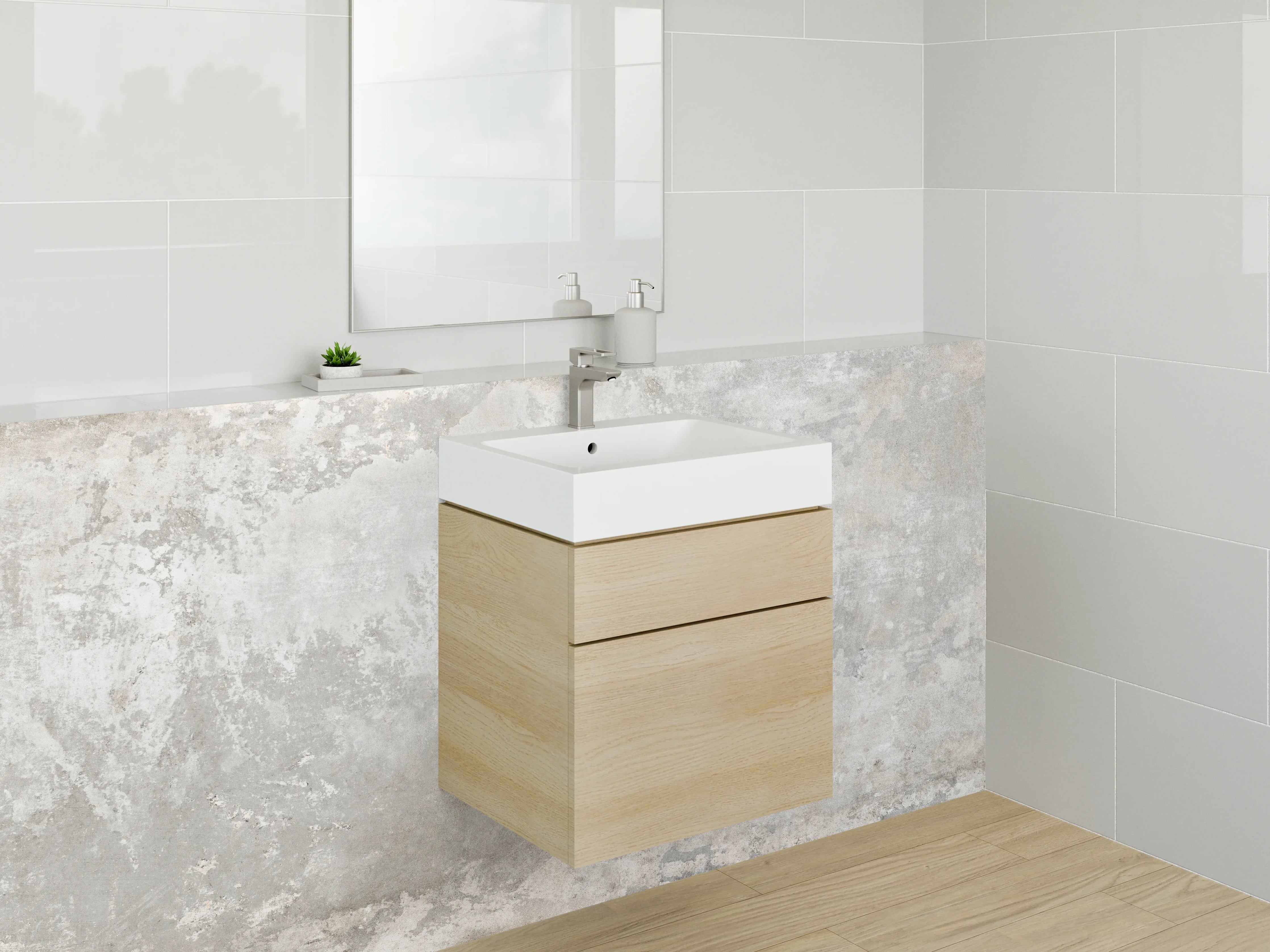 Waschbecken-Rückwand - Betonoptik grau-weiß Wandpaneel