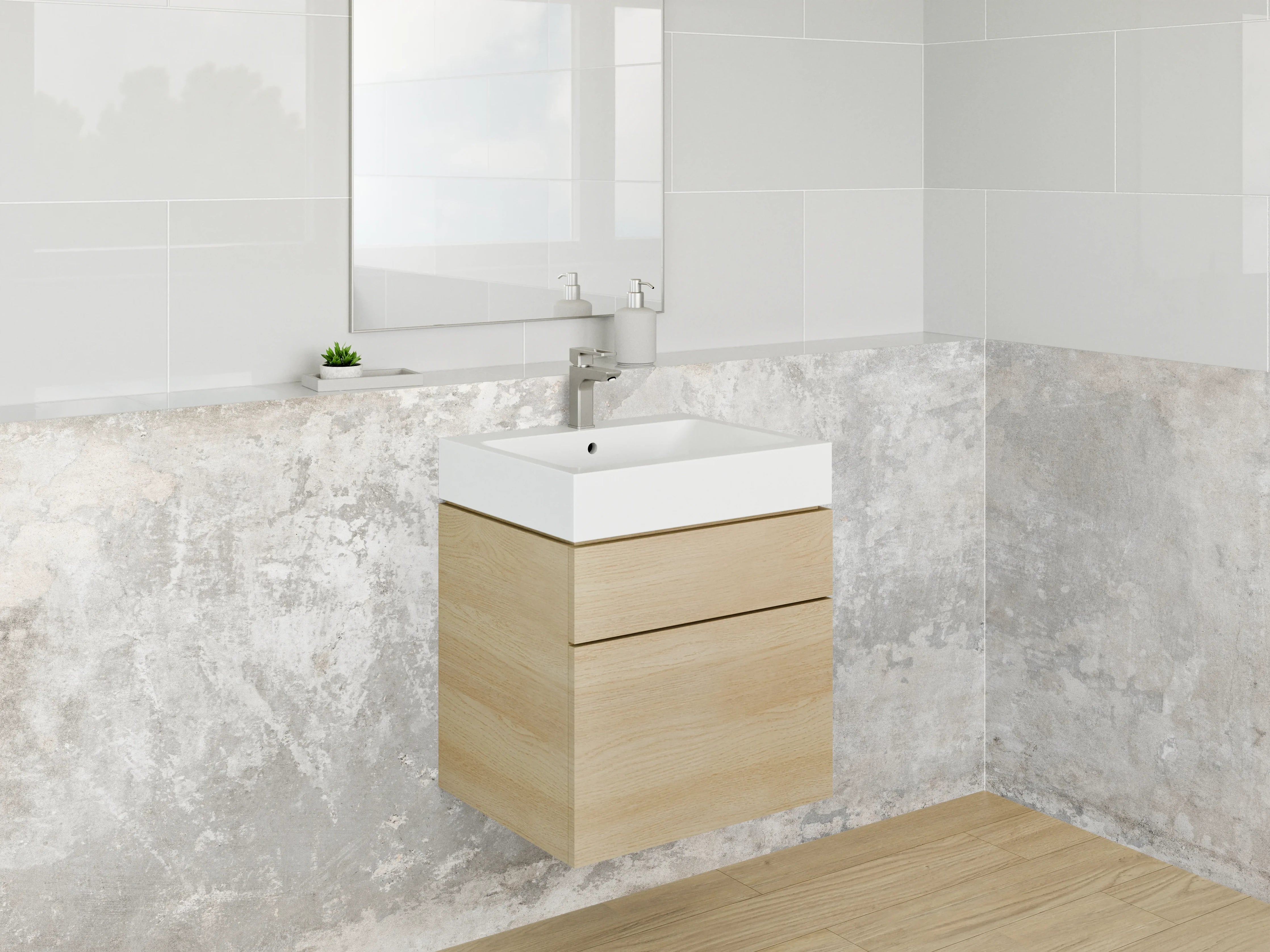 Waschbecken-Rückwand - Betonoptik grau-weiß Wandpaneel