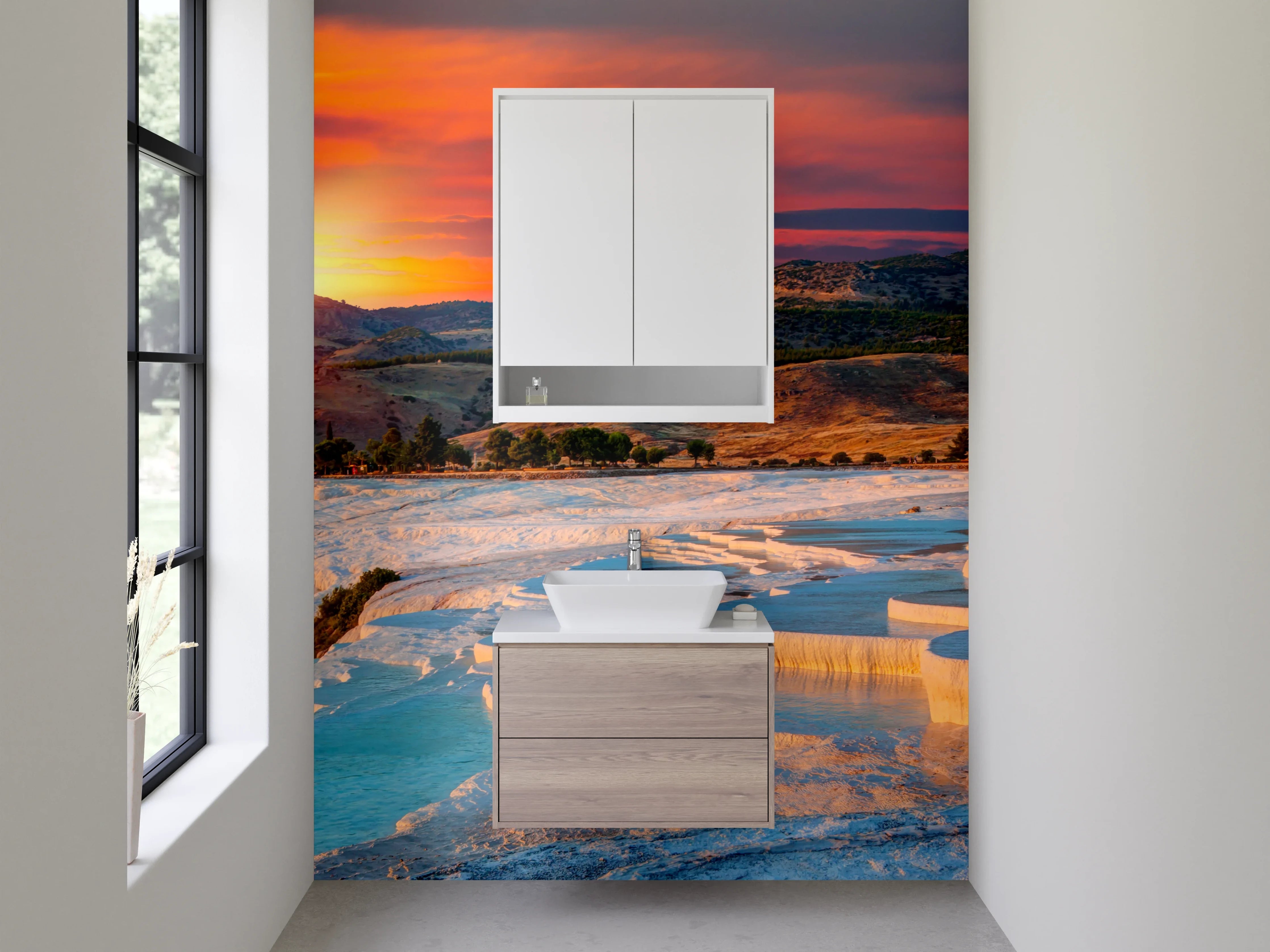 Waschbecken-Rückwand - Bilder vom Sonnenuntergang bei Pamukkale