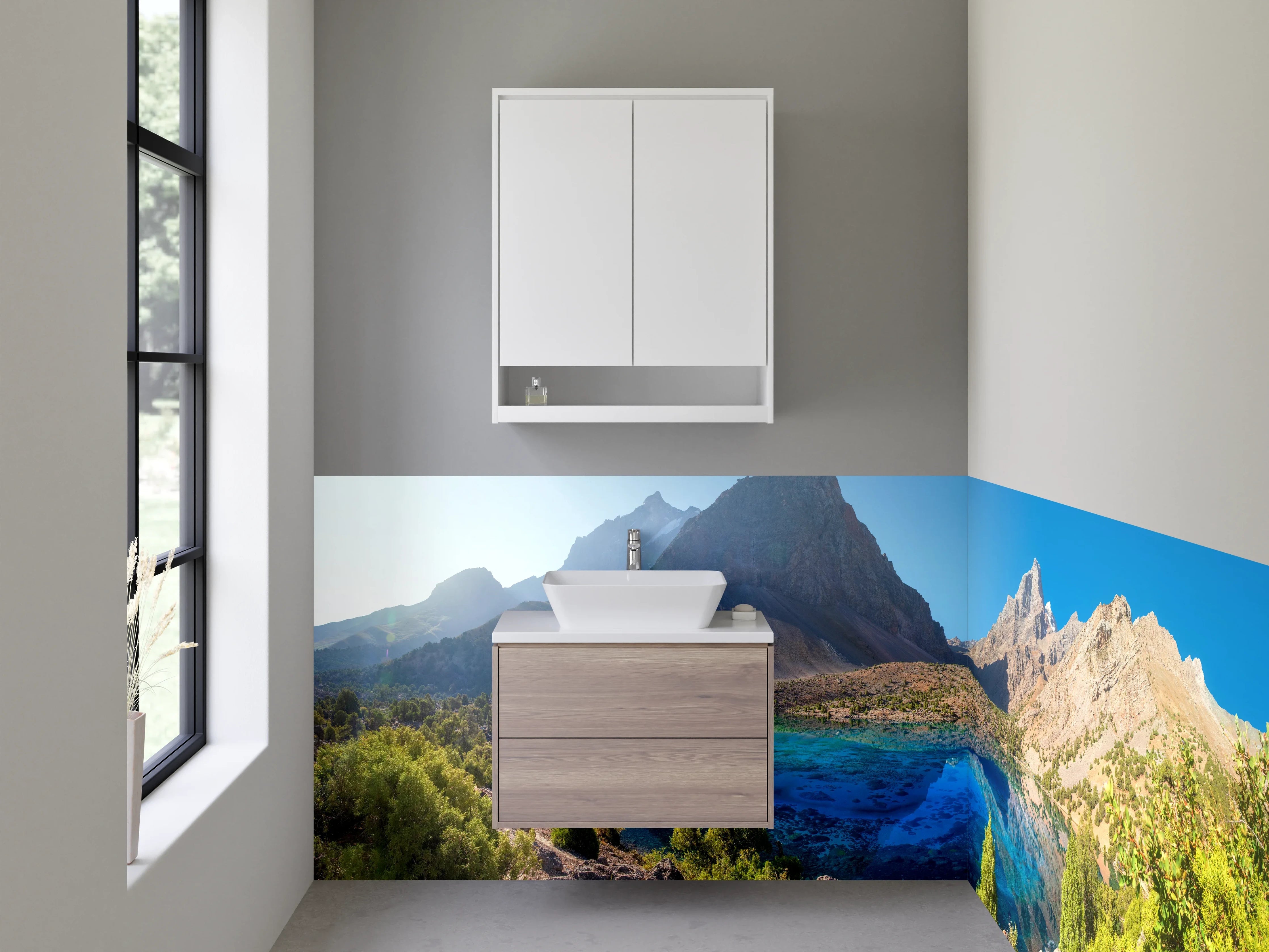 Waschbecken-Rückwand - Blaue Bergsee in der Natur