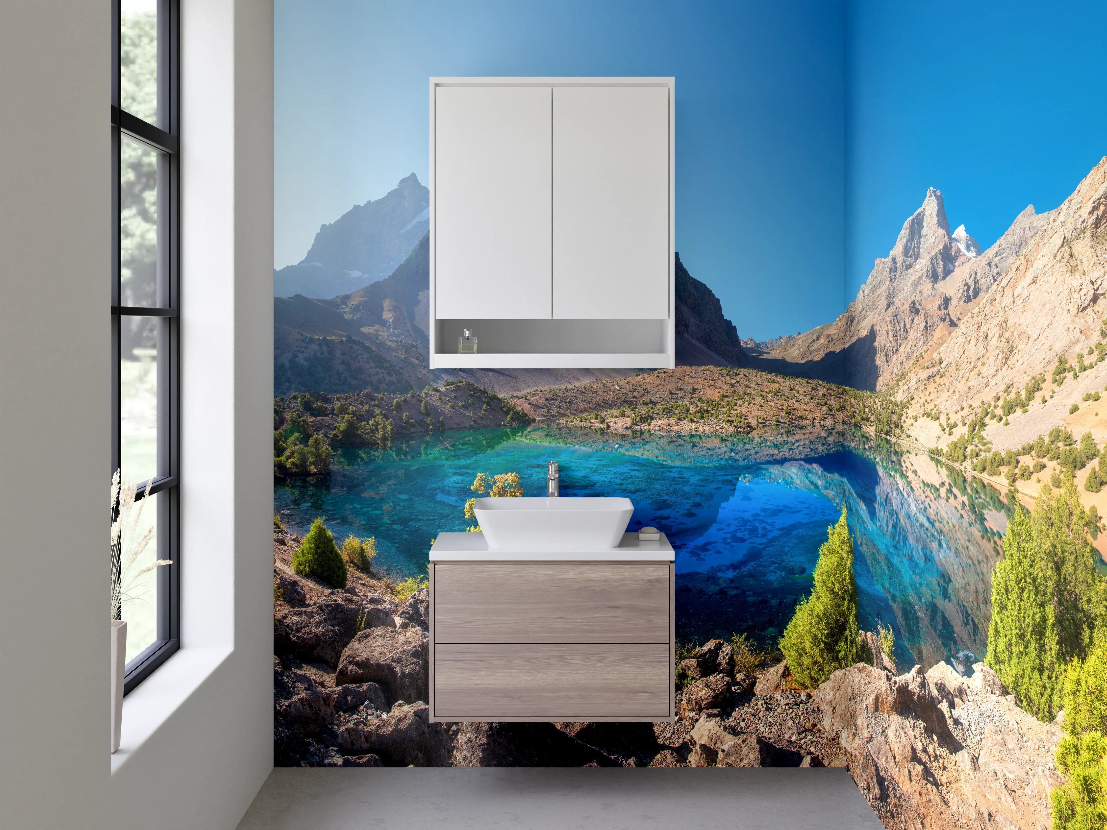 Waschbecken-Rückwand - Blaue Bergsee in der Natur