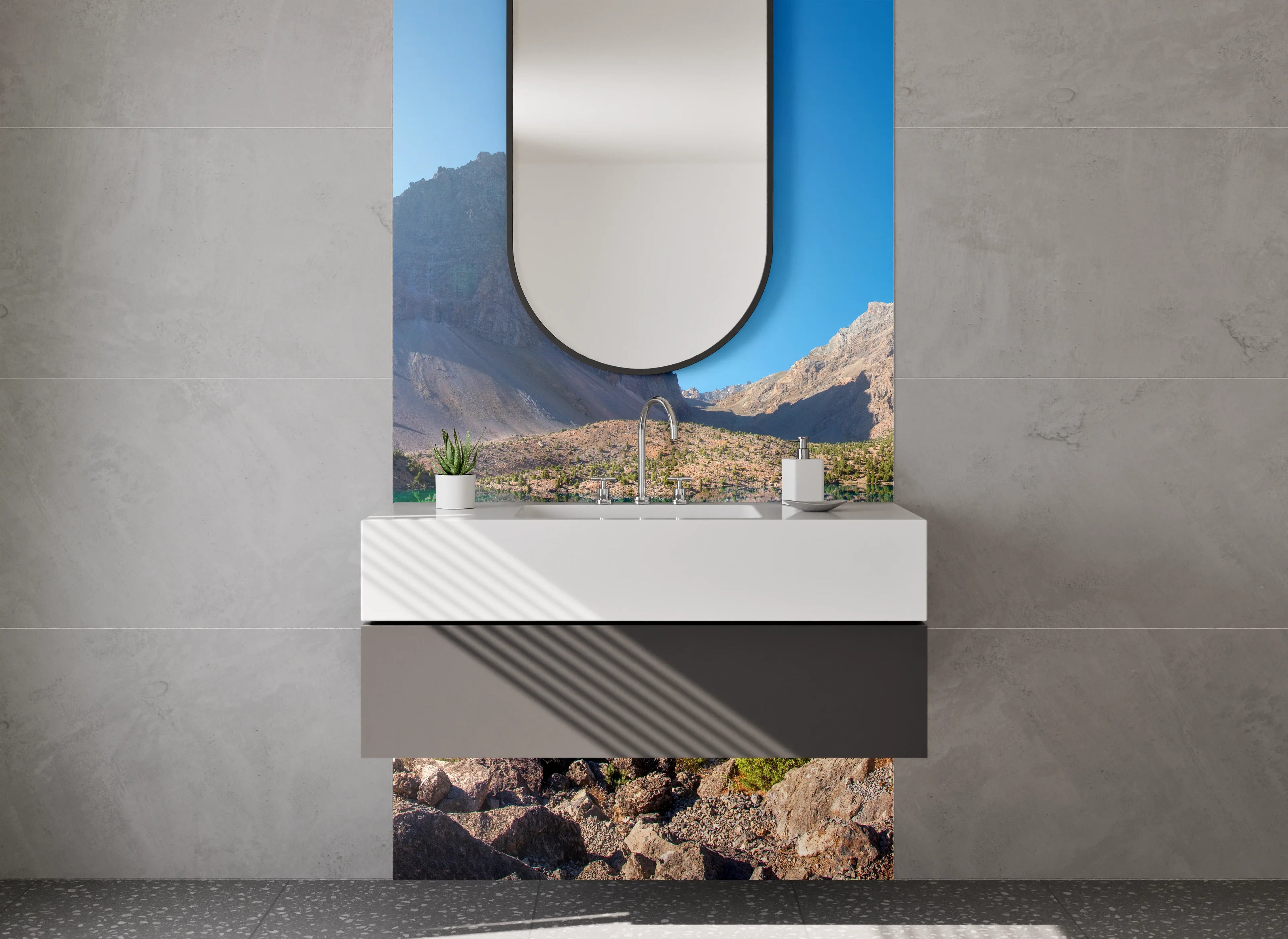 Waschbecken-Rückwand - Blaue Bergsee in der Natur