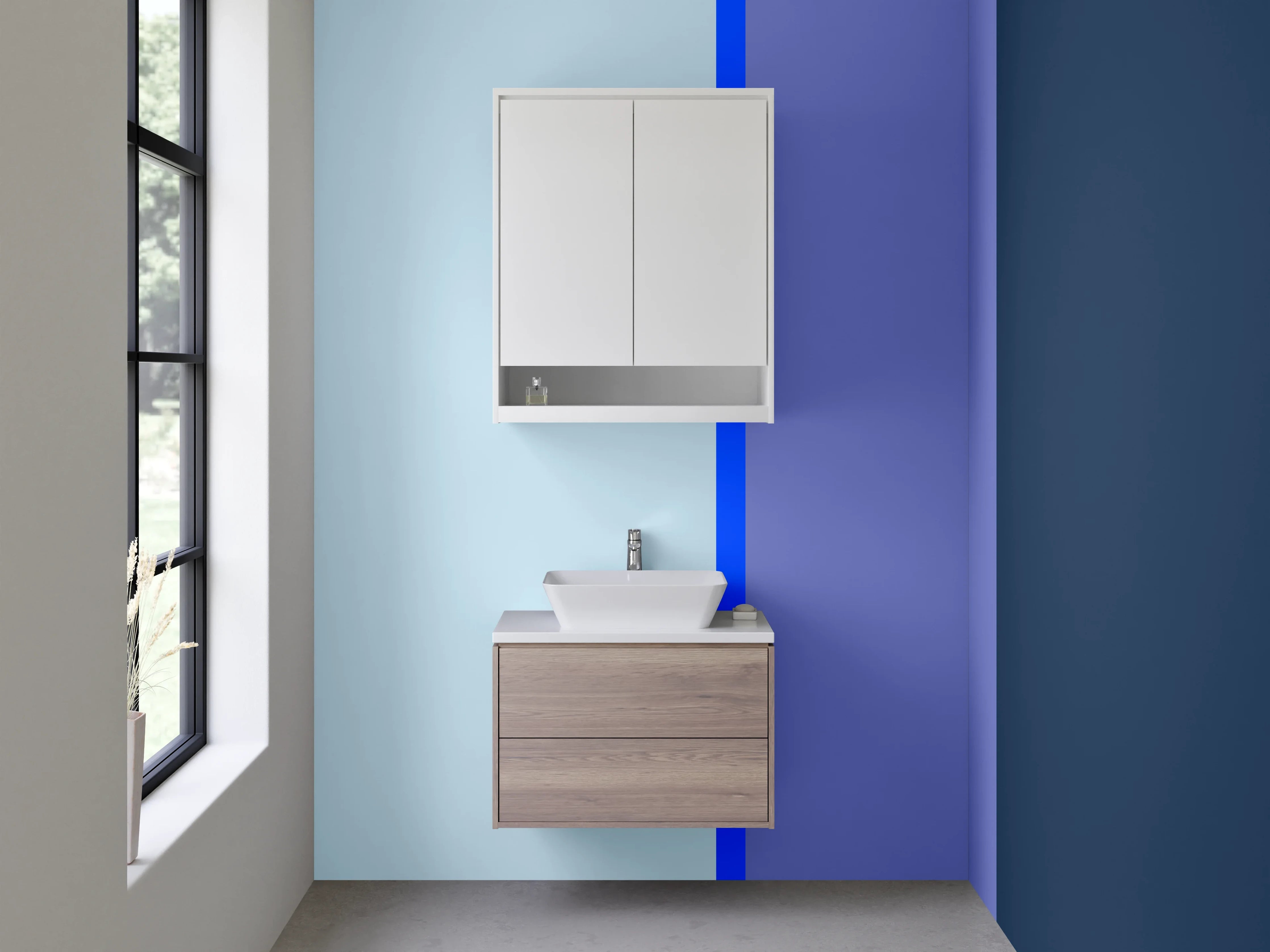 Waschbecken-Rückwand - Blaue Farbverlaufsgrafik mit mehreren Blautönen