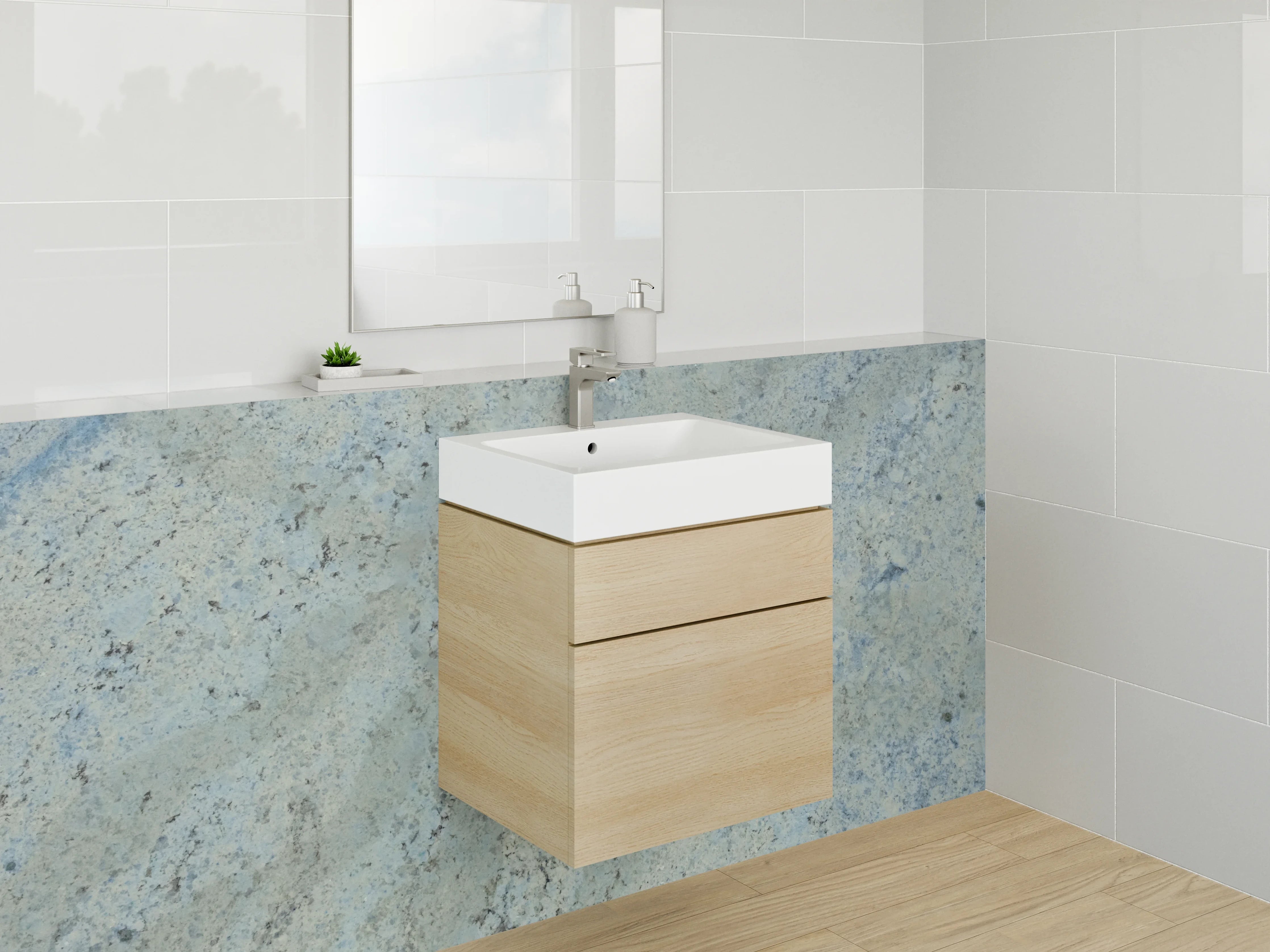 Waschbecken-Rückwand - Blaue Granit-Optik