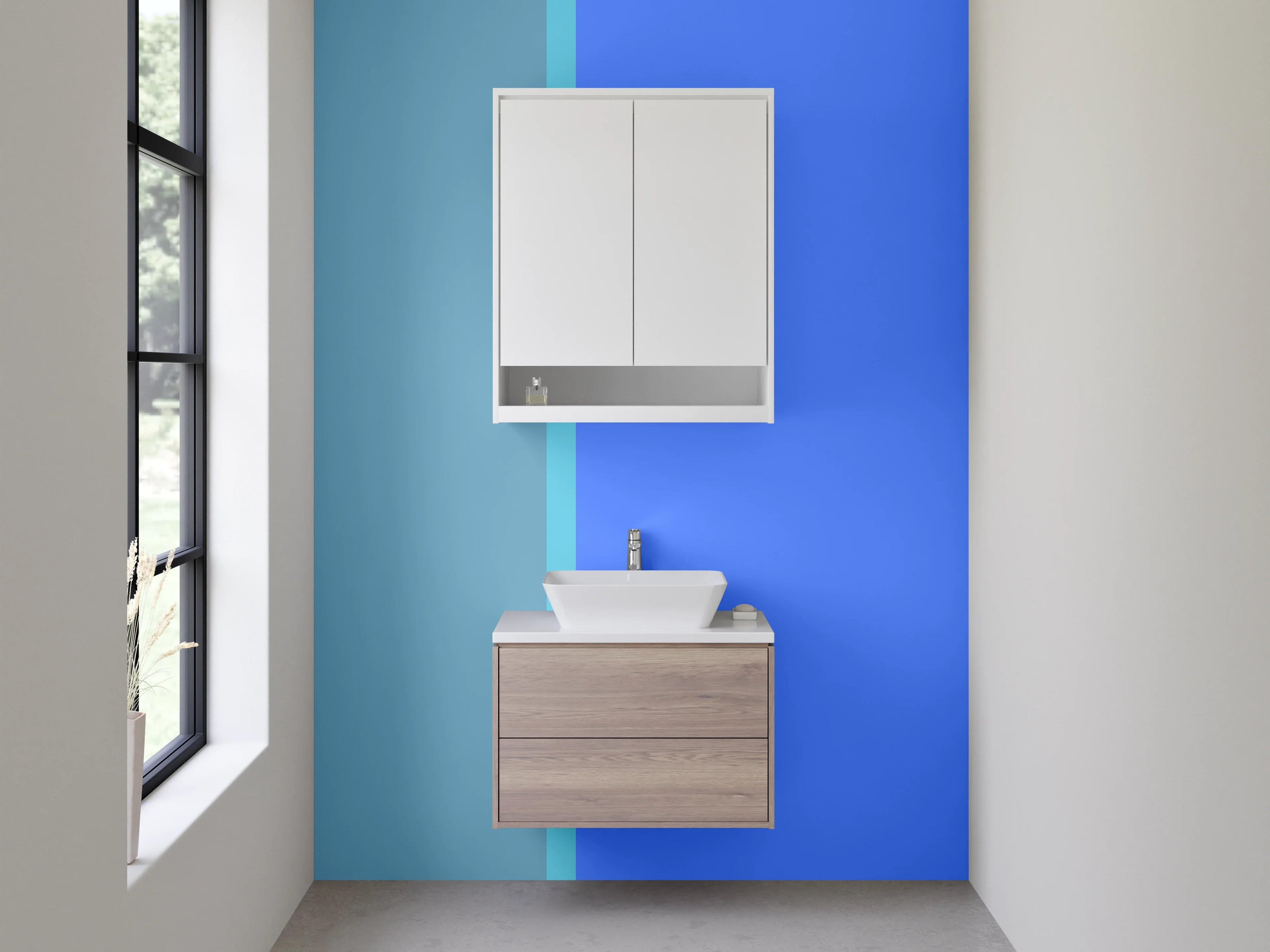 Waschbecken-Rückwand - Blaue Küche mit moderner Gestaltung