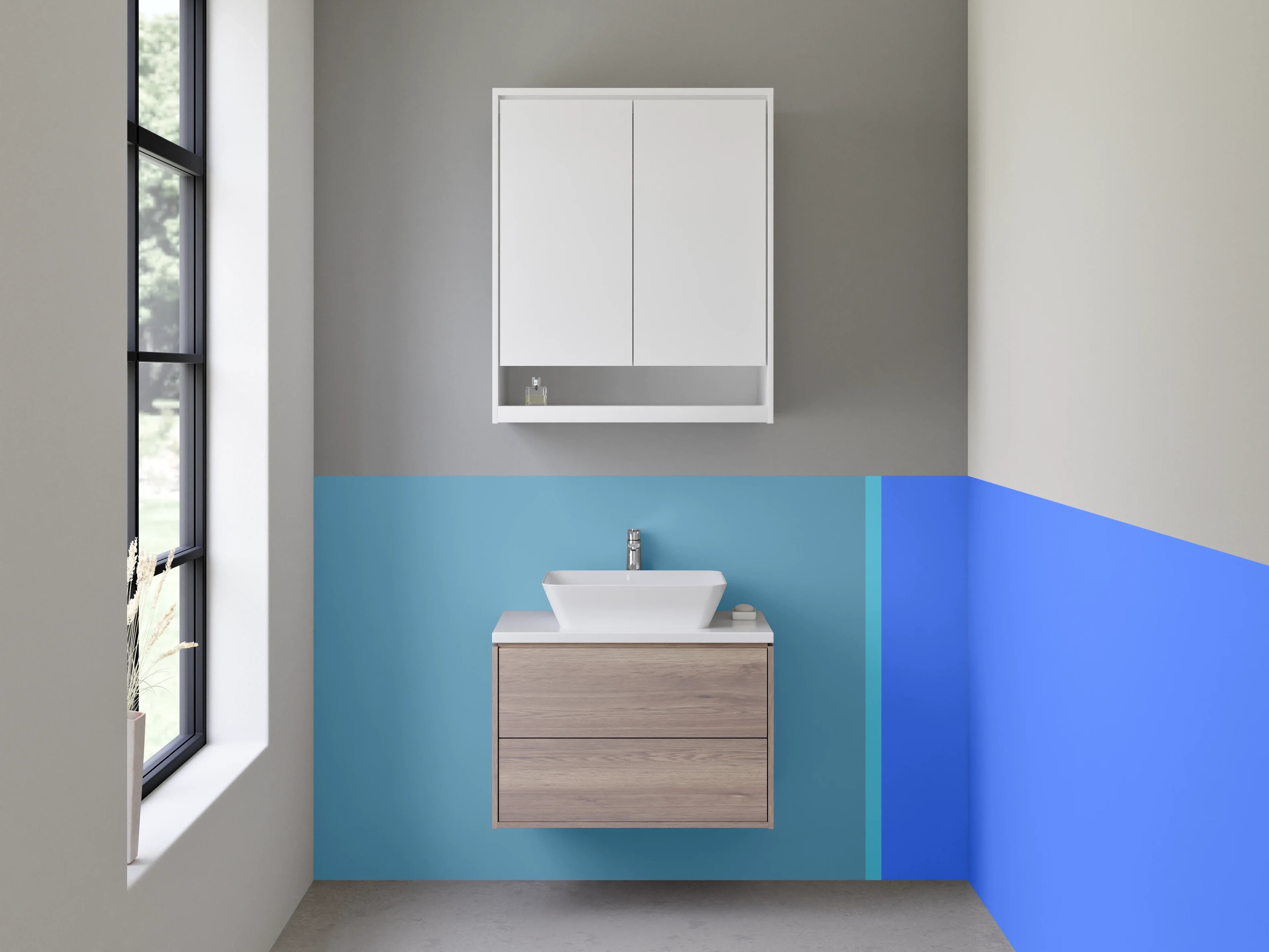 Waschbecken-Rückwand - Blaue Küche mit moderner Gestaltung