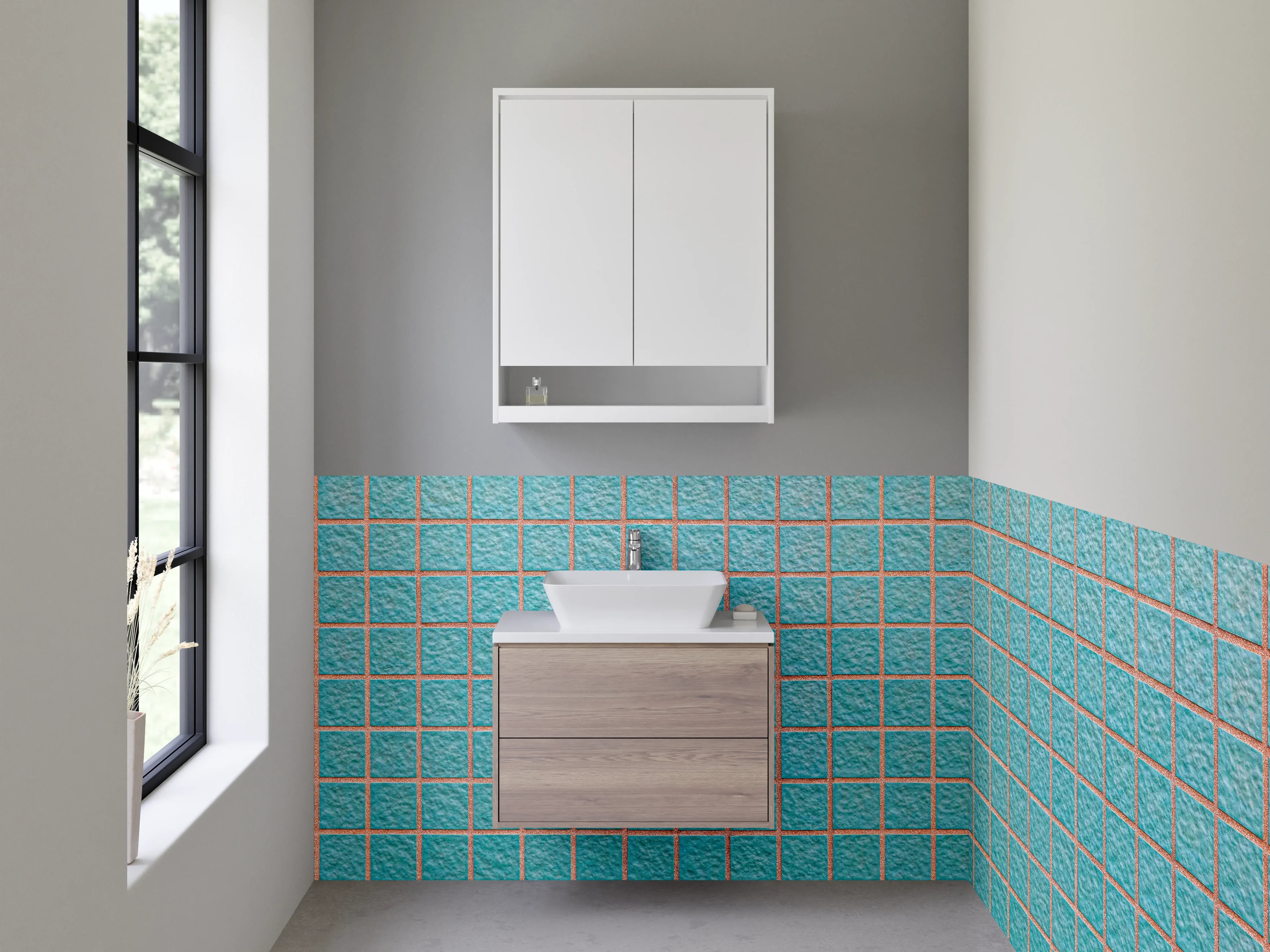 Waschbecken-Rückwand - Blaue Mosaikfliesen modern