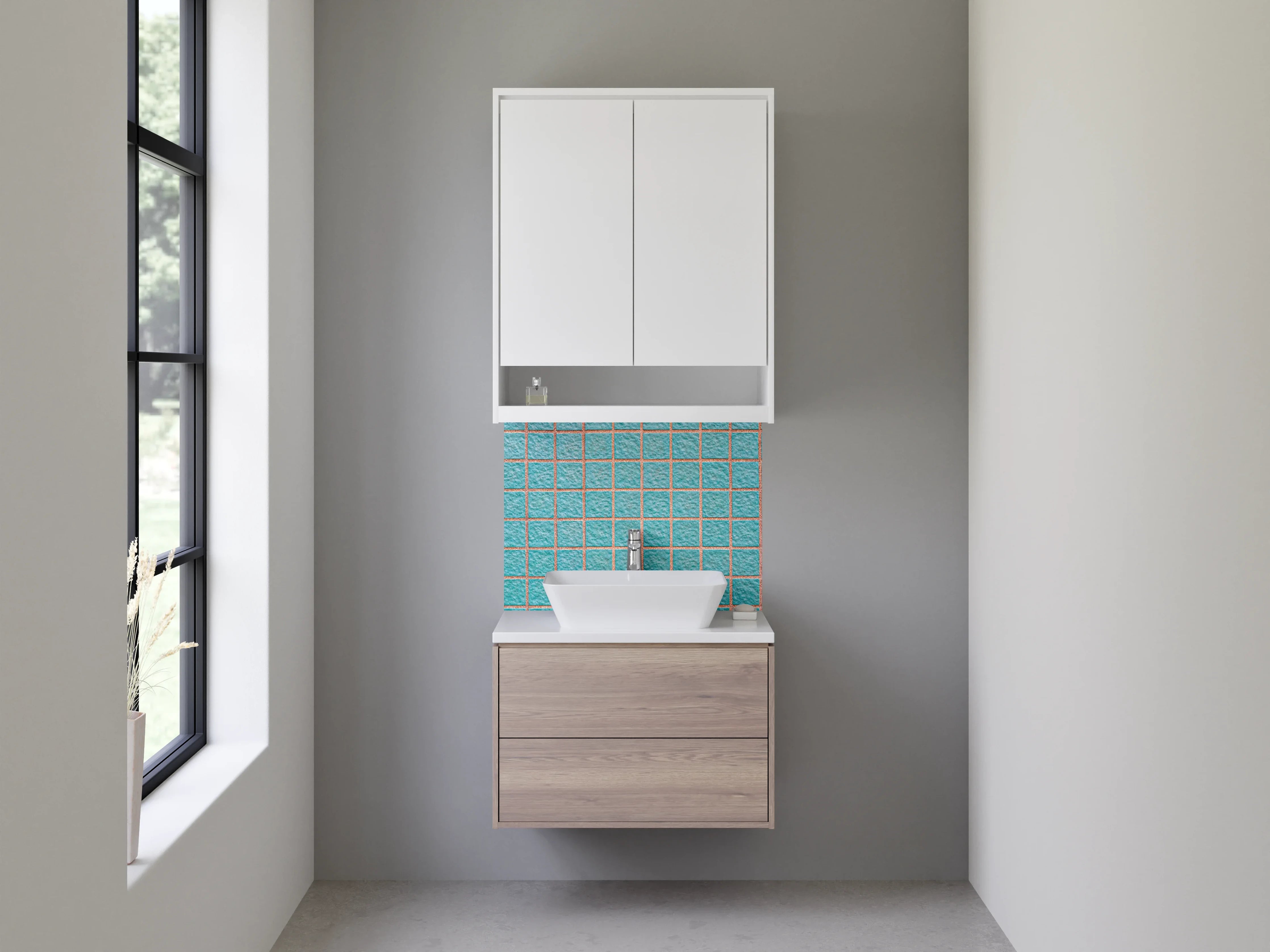 Waschbecken-Rückwand - Blaue Mosaikfliesen modern