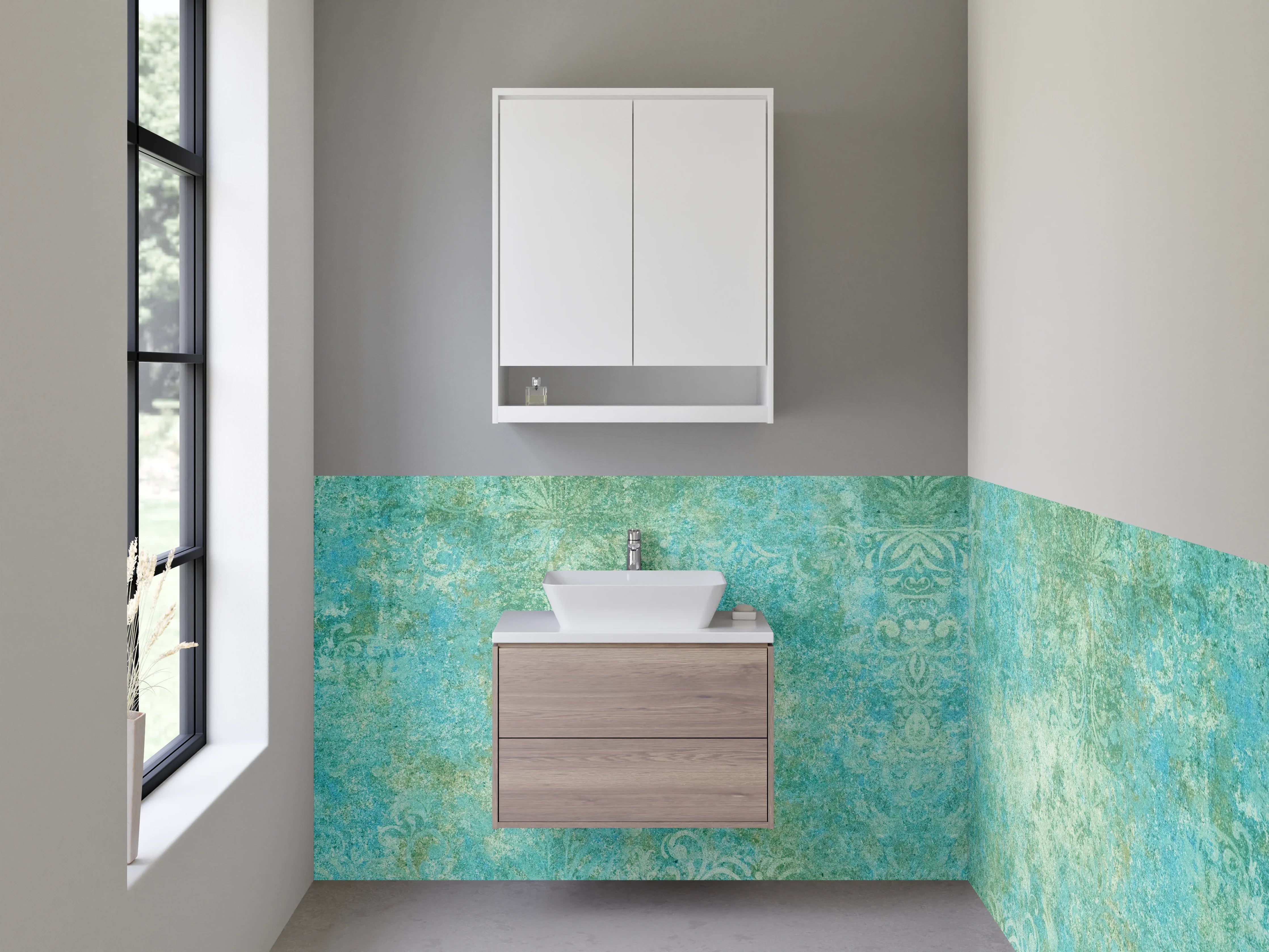 Waschbecken-Rückwand - Blaue Vintage-Textur mit Cracked-Effekt