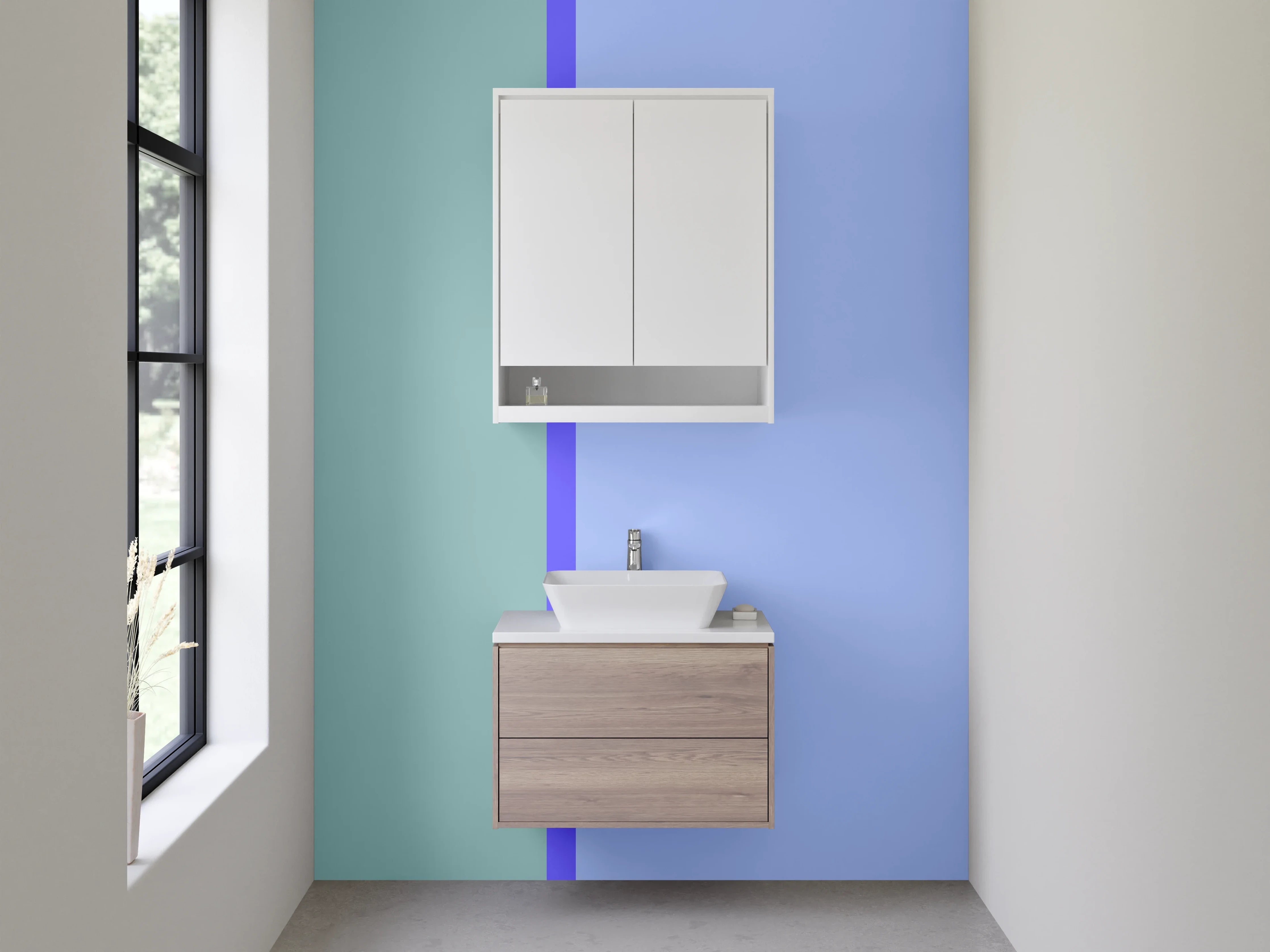 Waschbecken-Rückwand - Blaue und grüne Farbverläufe