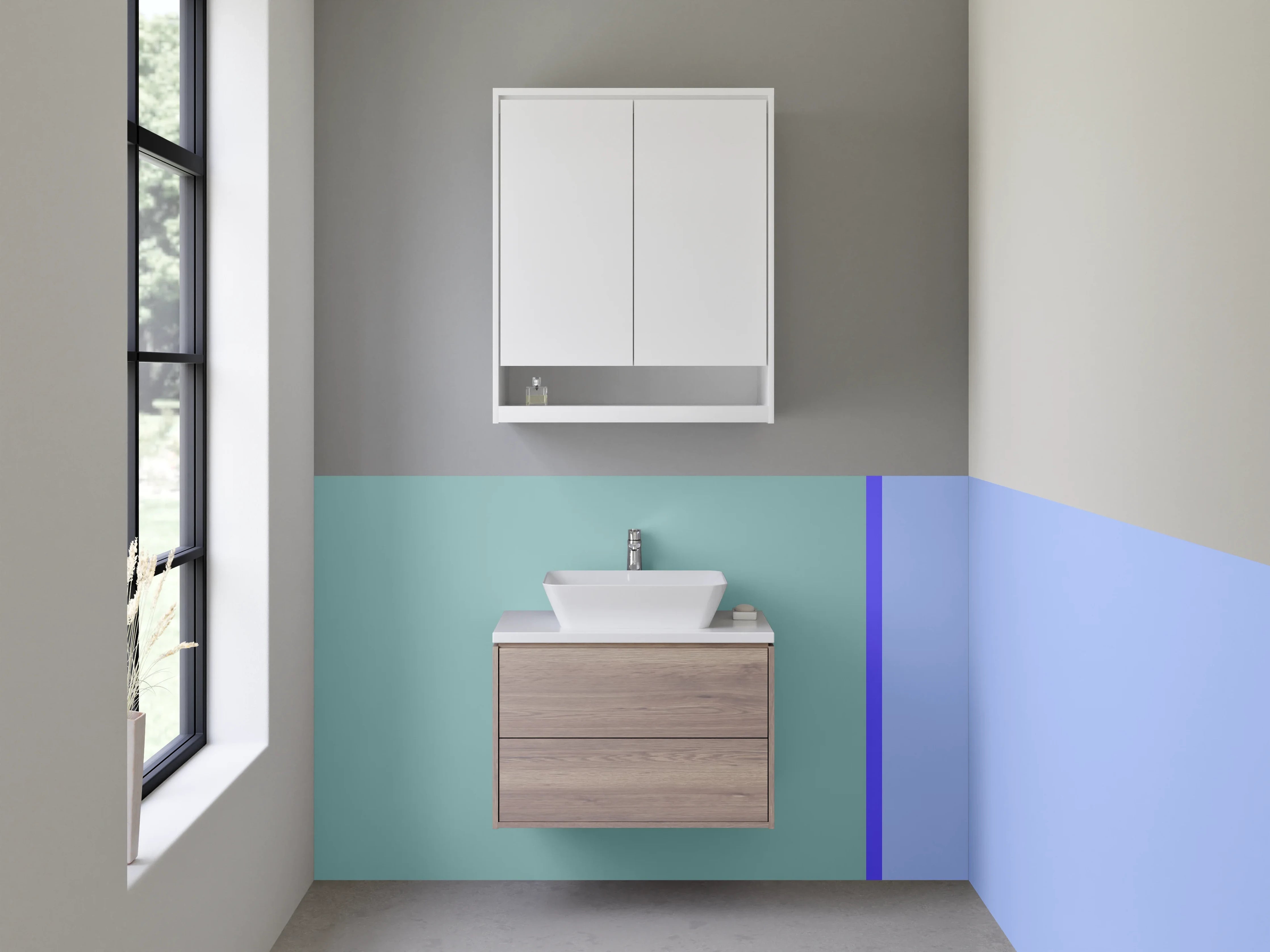 Waschbecken-Rückwand - Blaue und grüne Farbverläufe