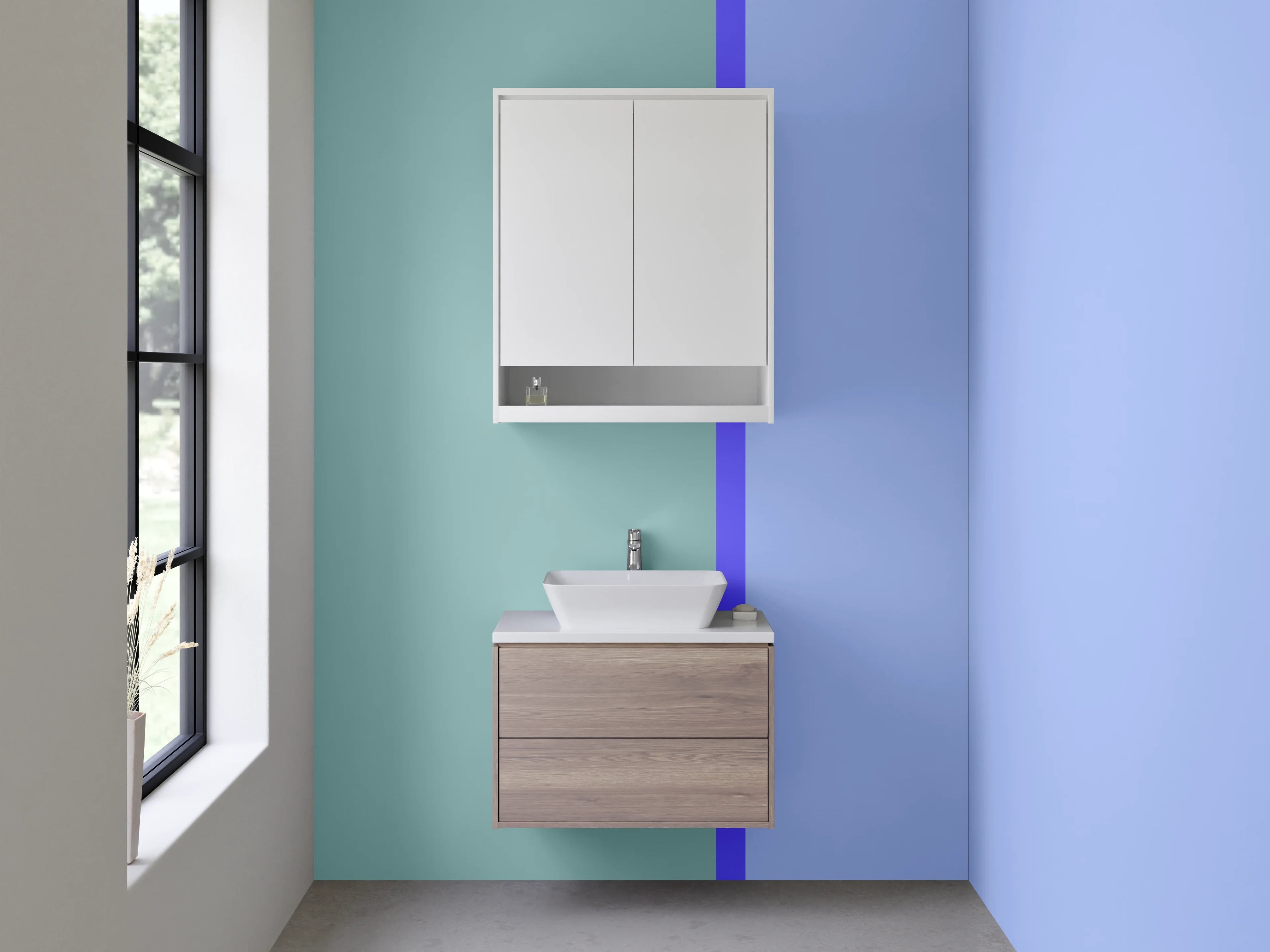 Waschbecken-Rückwand - Blaue und grüne Farbverläufe
