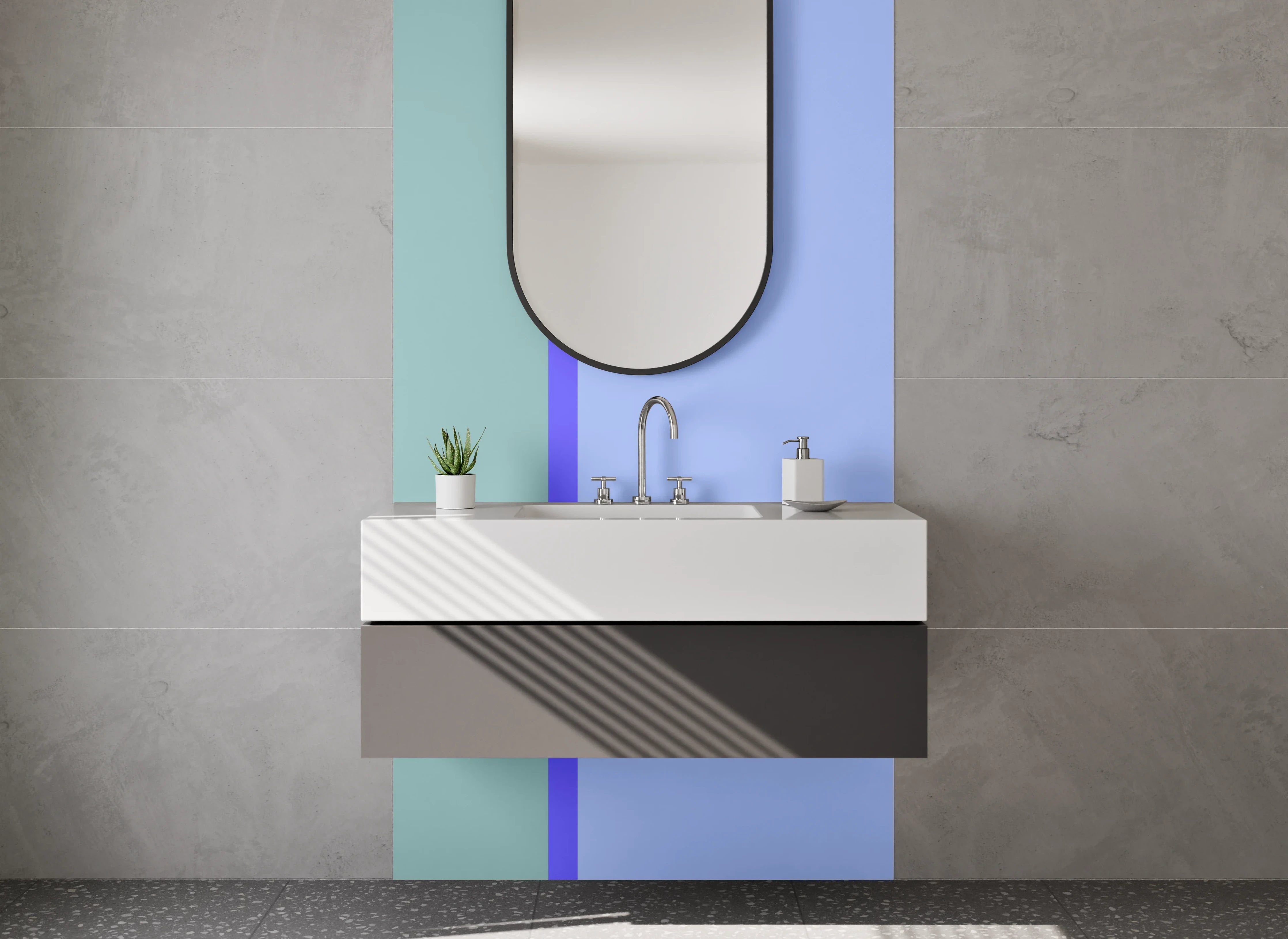 Waschbecken-Rückwand - Blaue und grüne Farbverläufe
