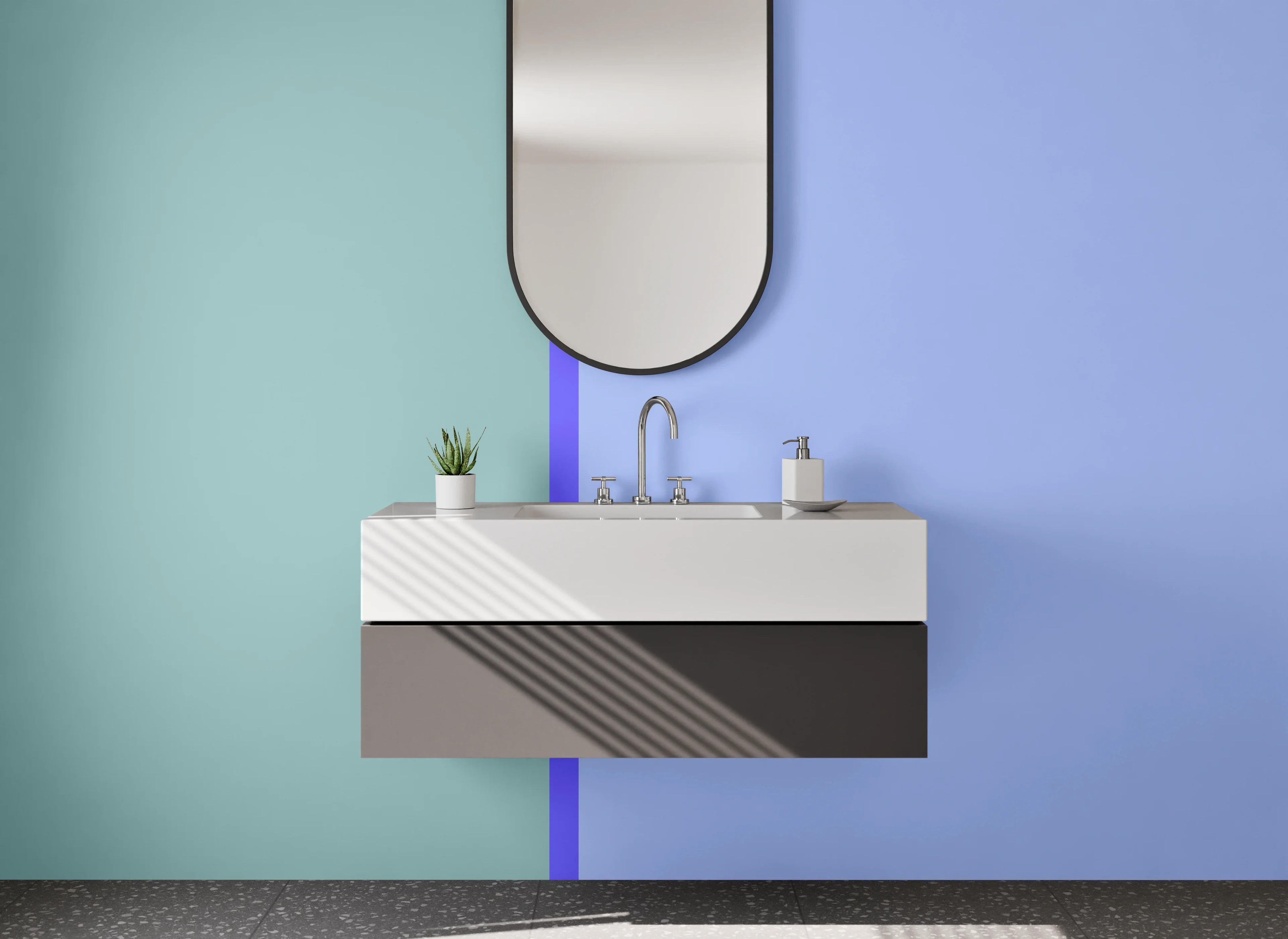 Waschbecken-Rückwand - Blaue und grüne Farbverläufe