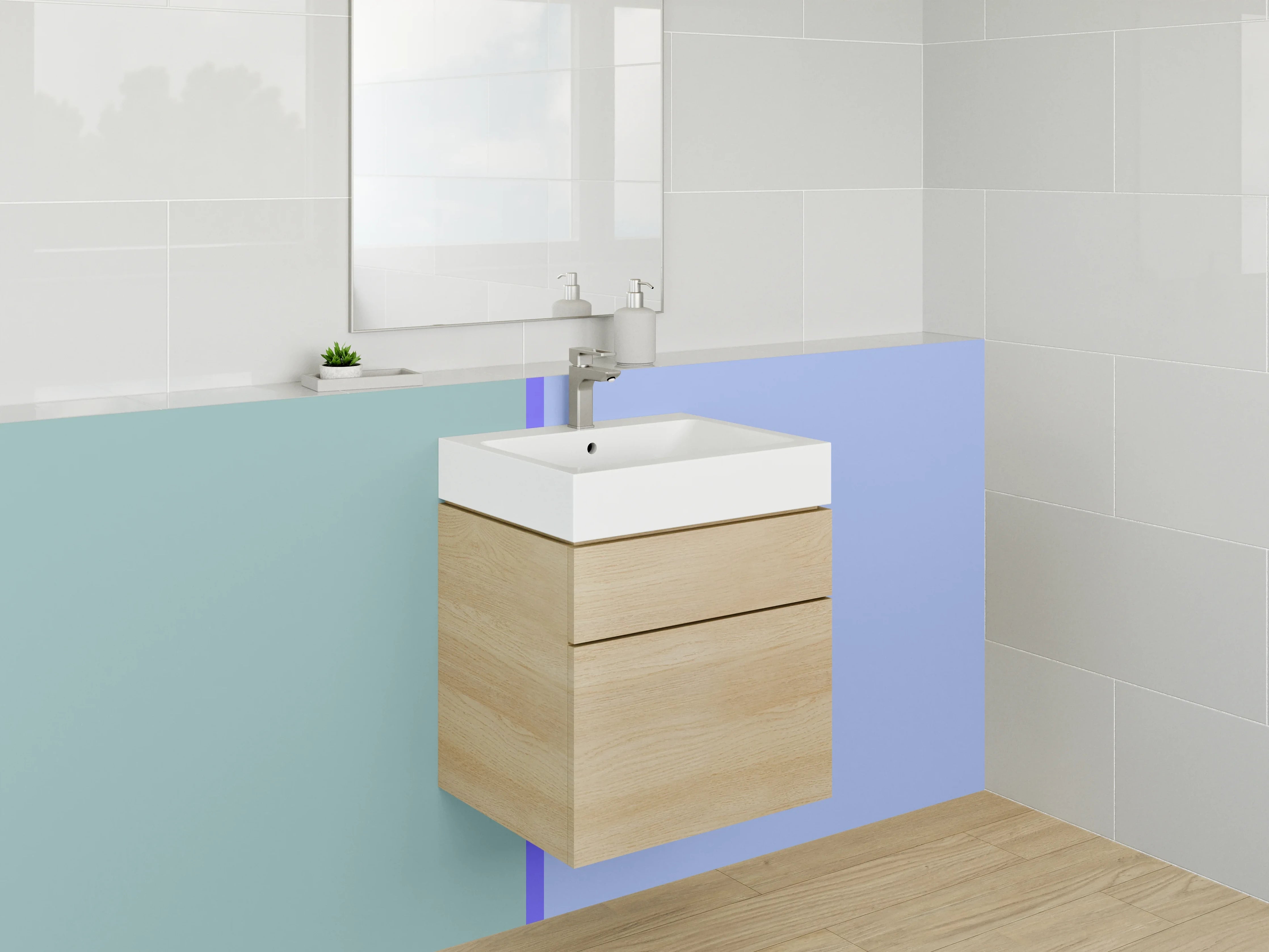 Waschbecken-Rückwand - Blaue und grüne Farbverläufe