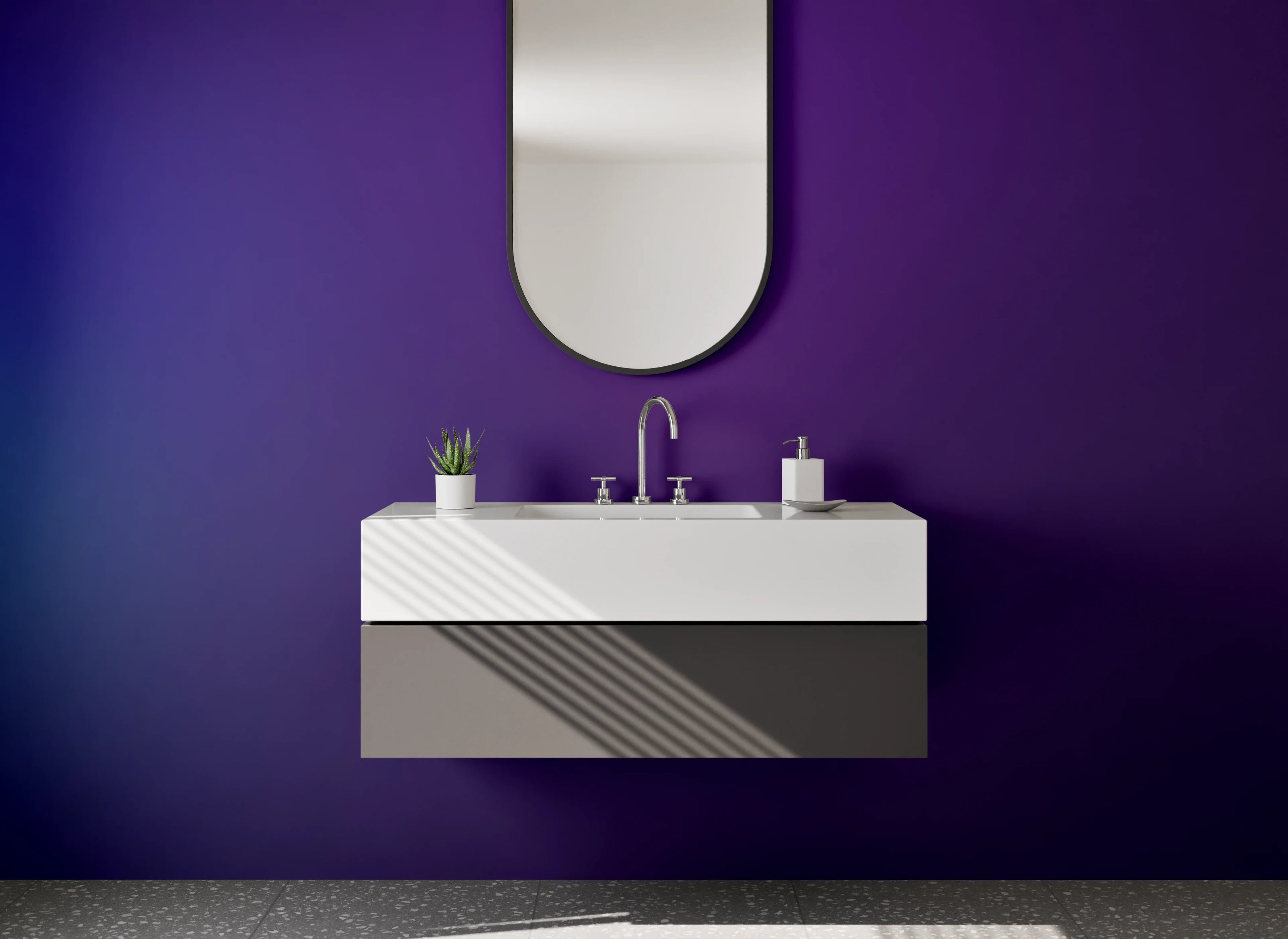 Waschbecken-Rückwand - Blaue und violette Farbverläufe, modernes Design