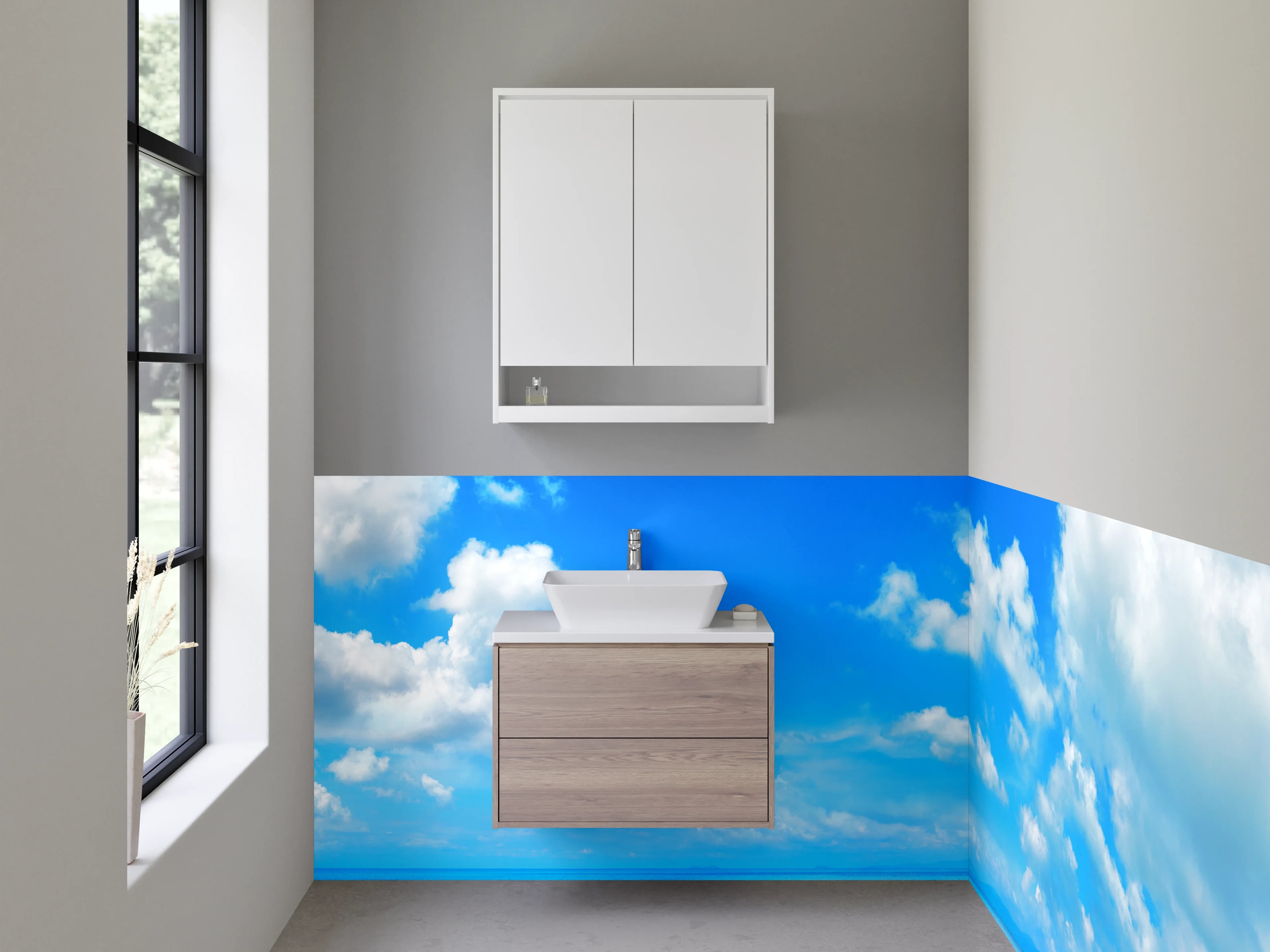 Waschbecken-Rückwand - Blauer Himmel über Sandstrand