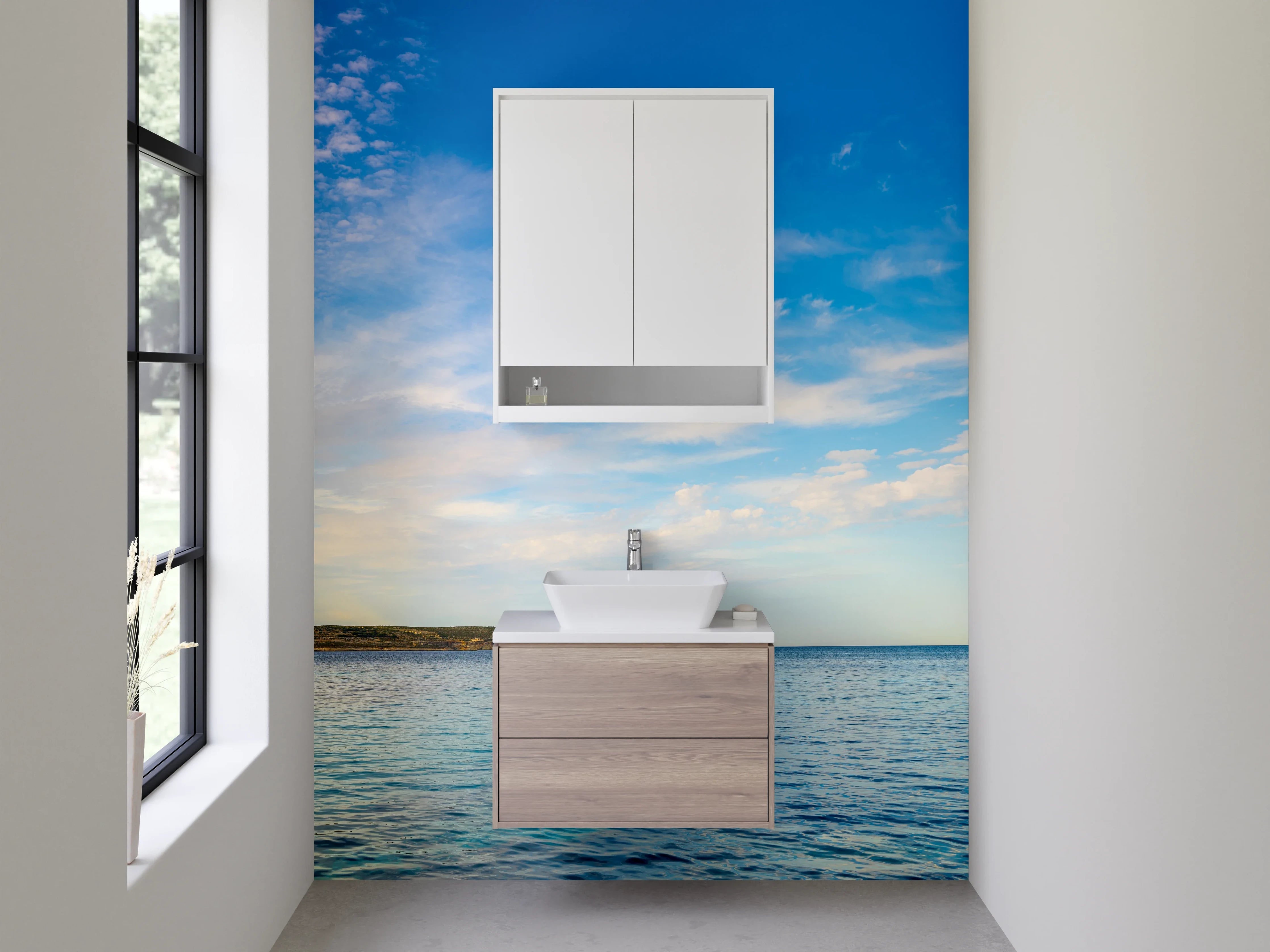 Waschbecken-Rückwand - Blauer Himmel über ruhigem Meer