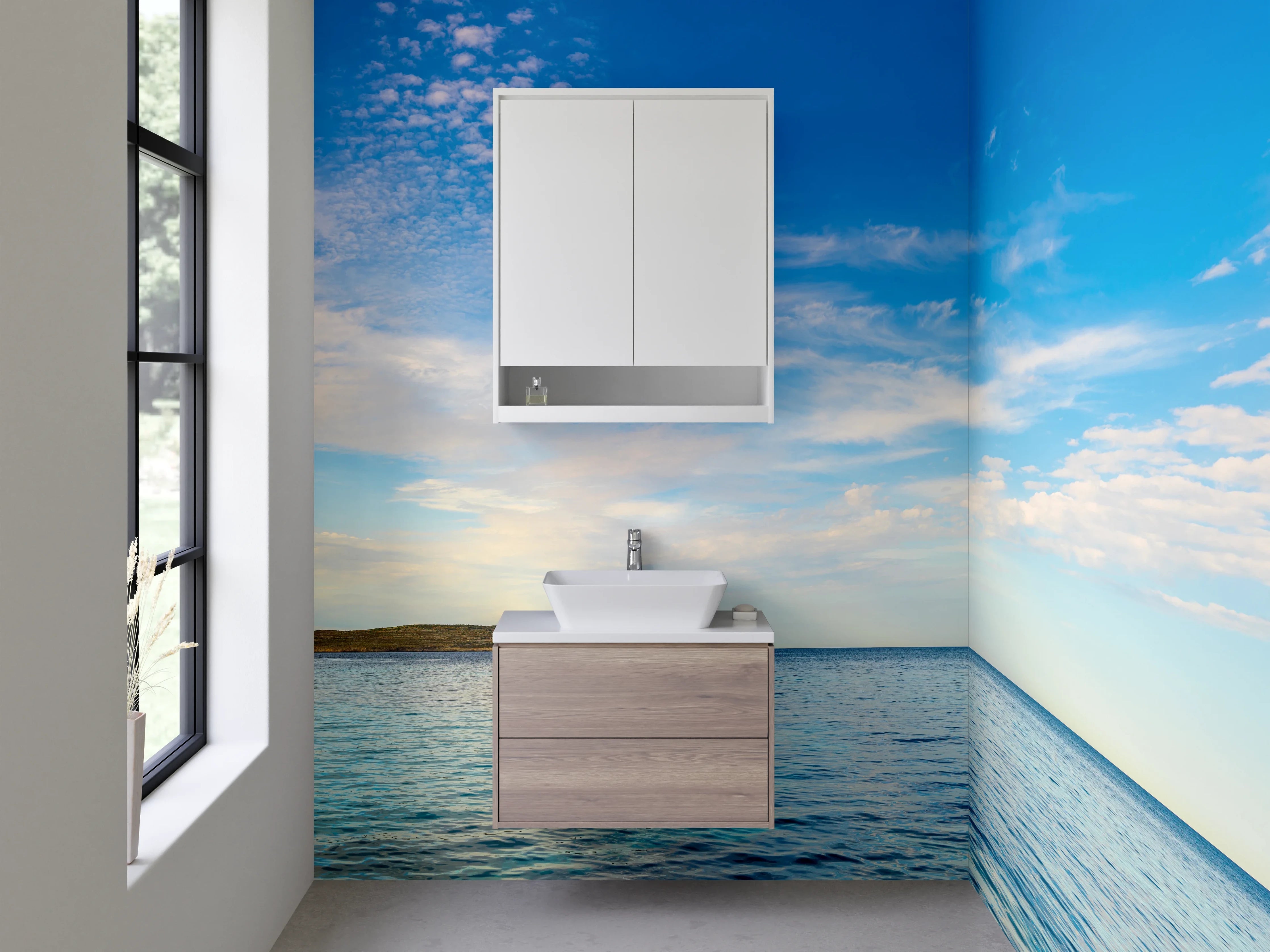 Waschbecken-Rückwand - Blauer Himmel über ruhigem Meer