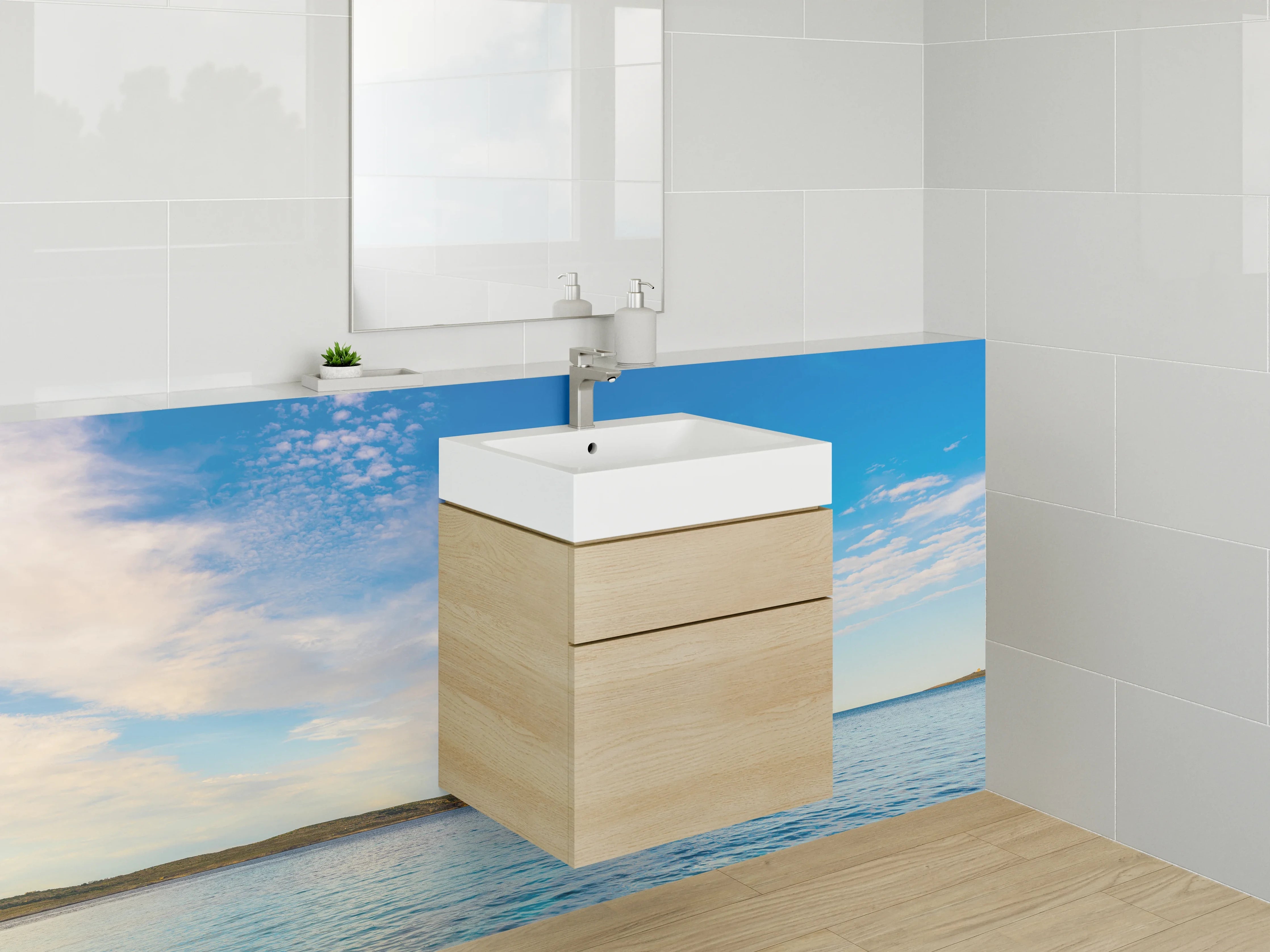 Waschbecken-Rückwand - Blauer Himmel über ruhigem Meer