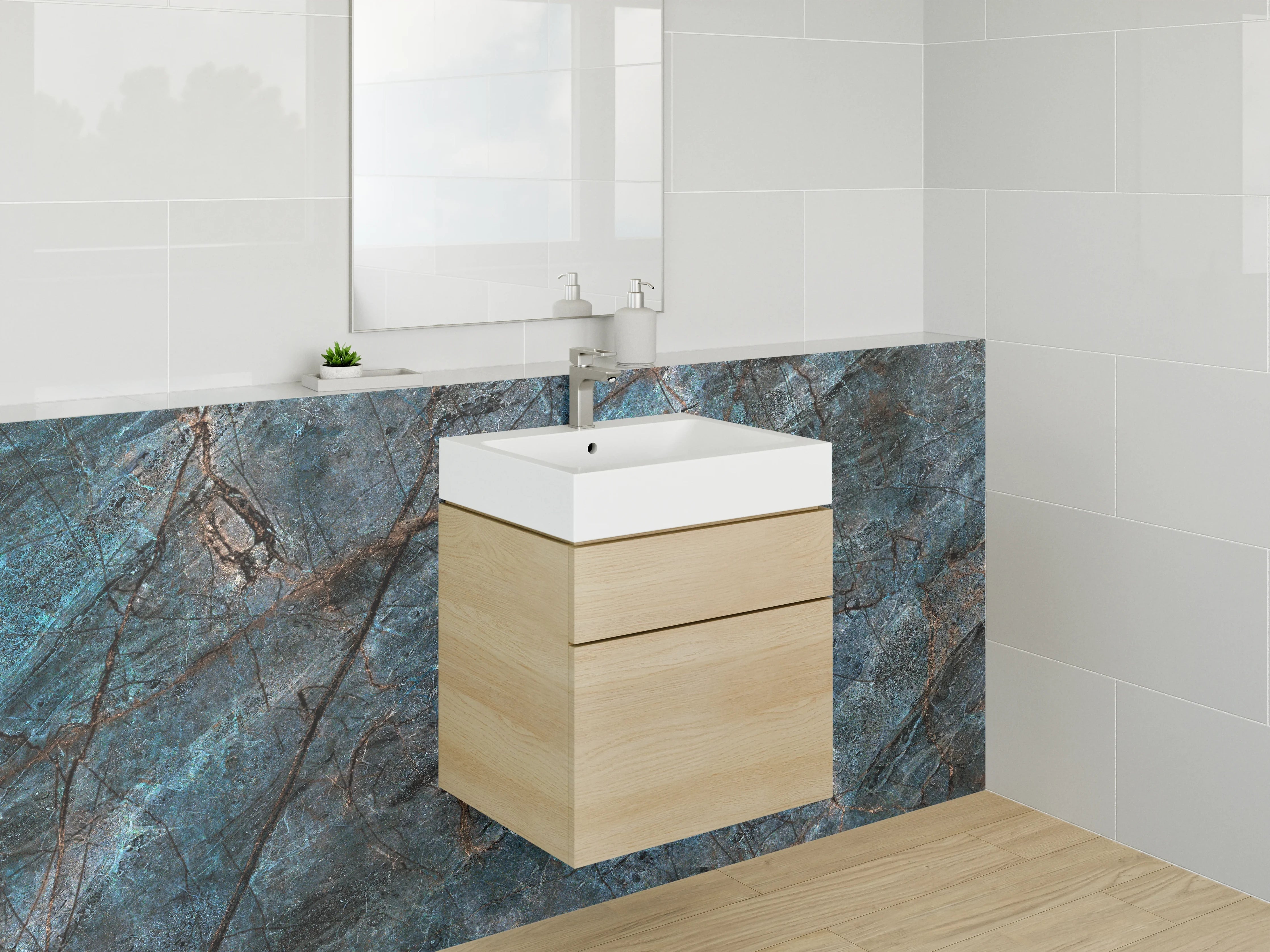 Waschbecken-Rückwand - Blauer Labradorit Marmorstruktur