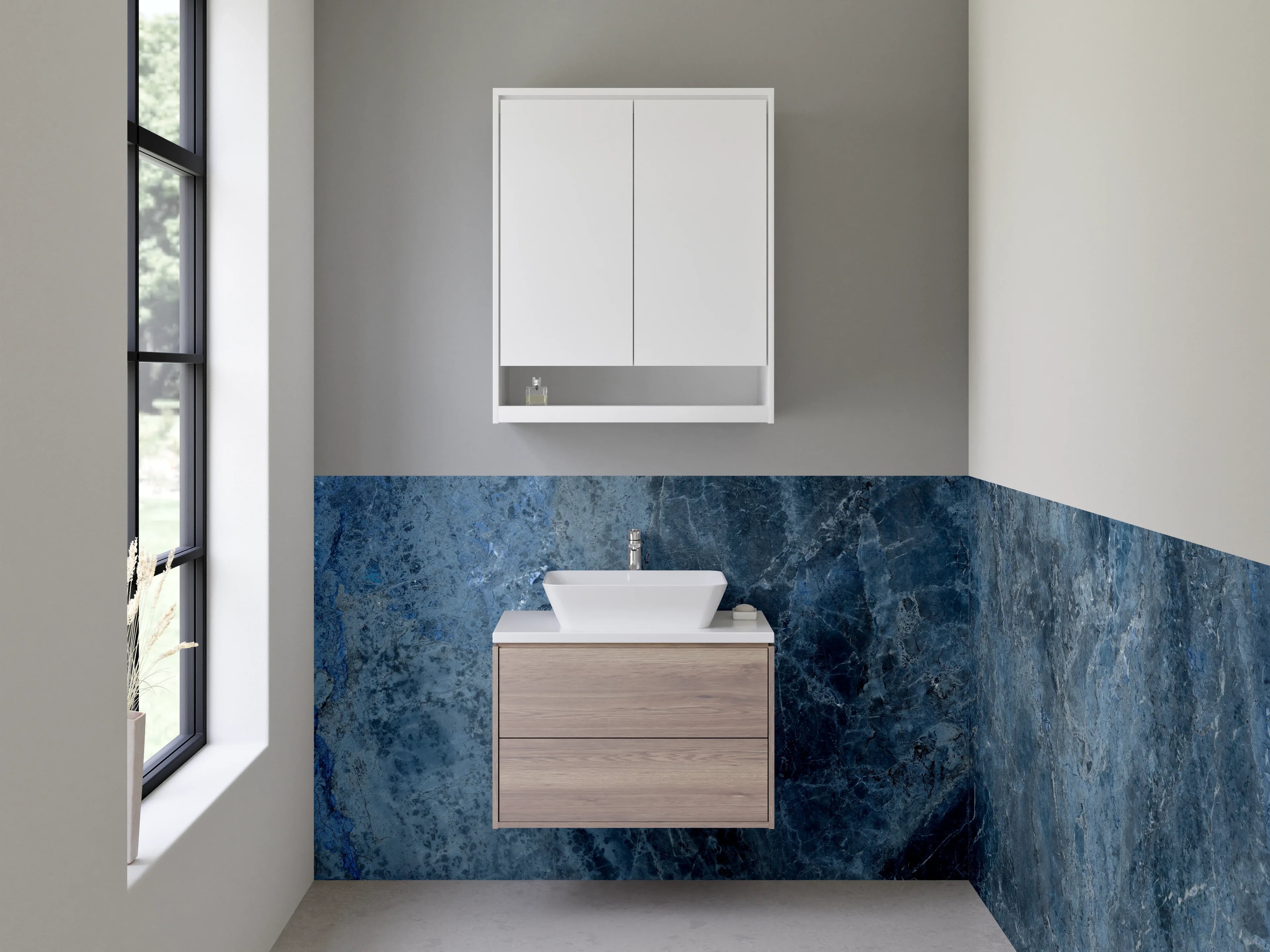 Waschbecken-Rückwand - Blauer Marmor Look für Bad & Küche