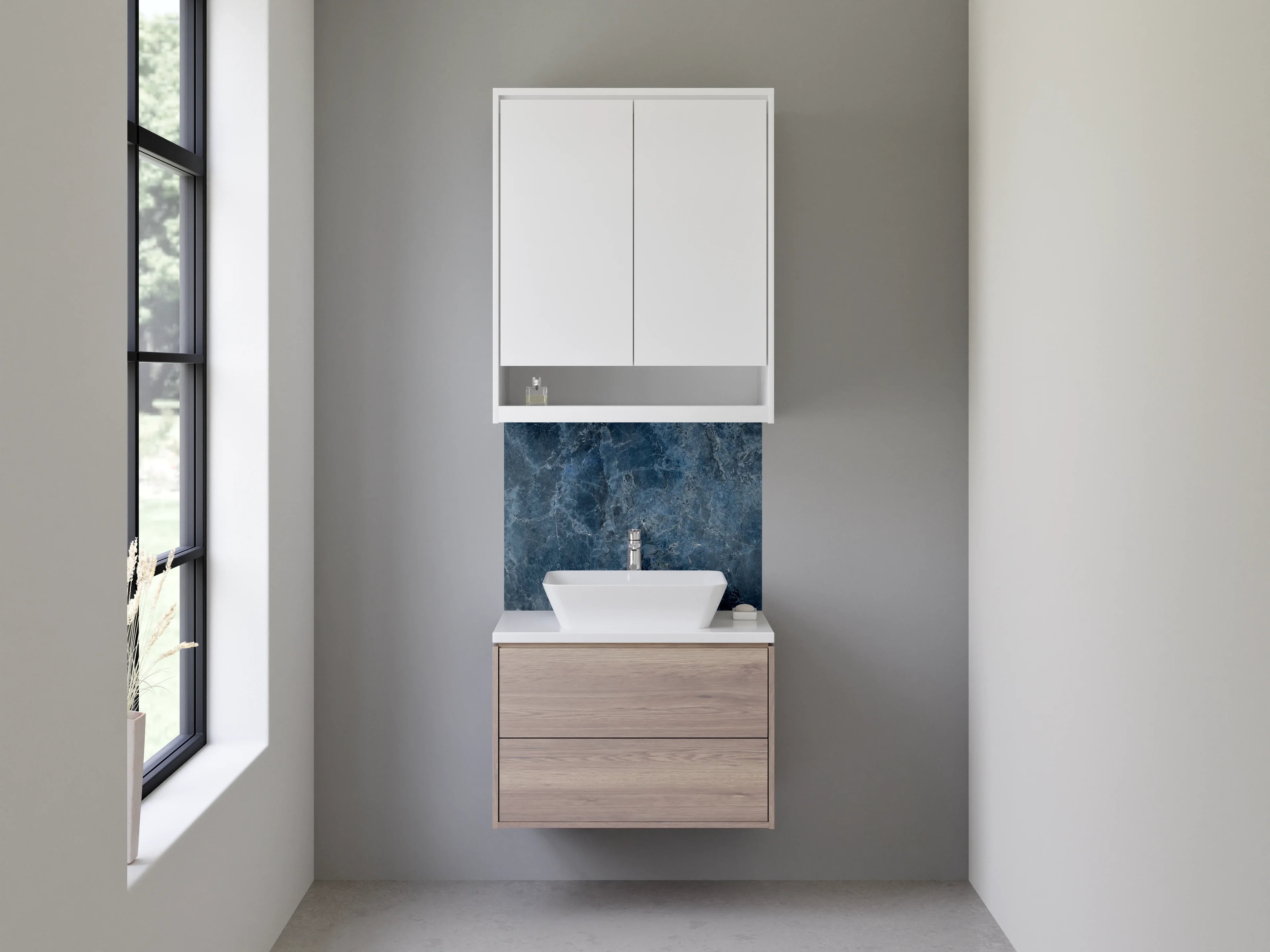 Waschbecken-Rückwand - Blauer Marmor Look für Bad & Küche