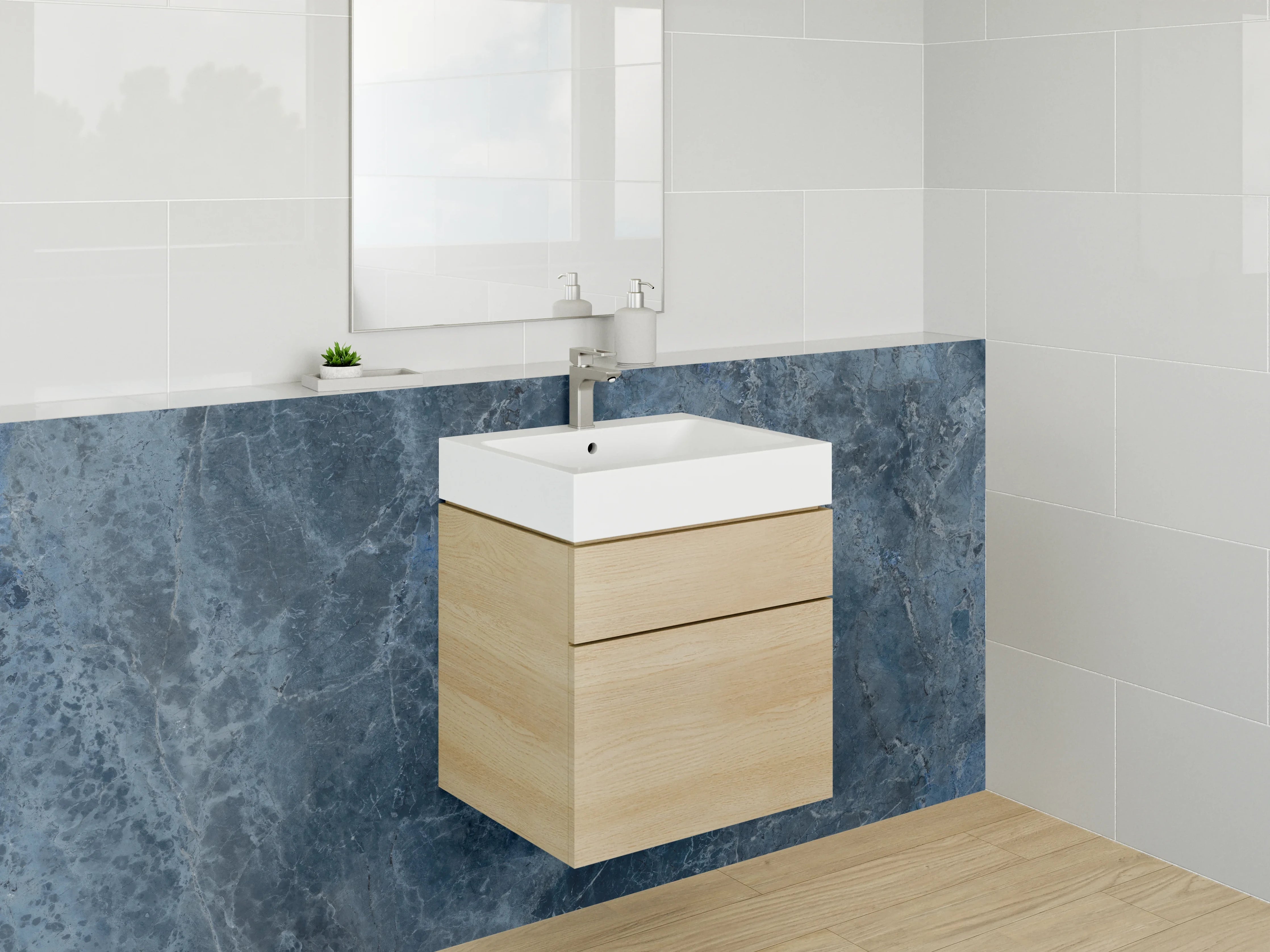 Waschbecken-Rückwand - Blauer Marmor Look für Bad & Küche